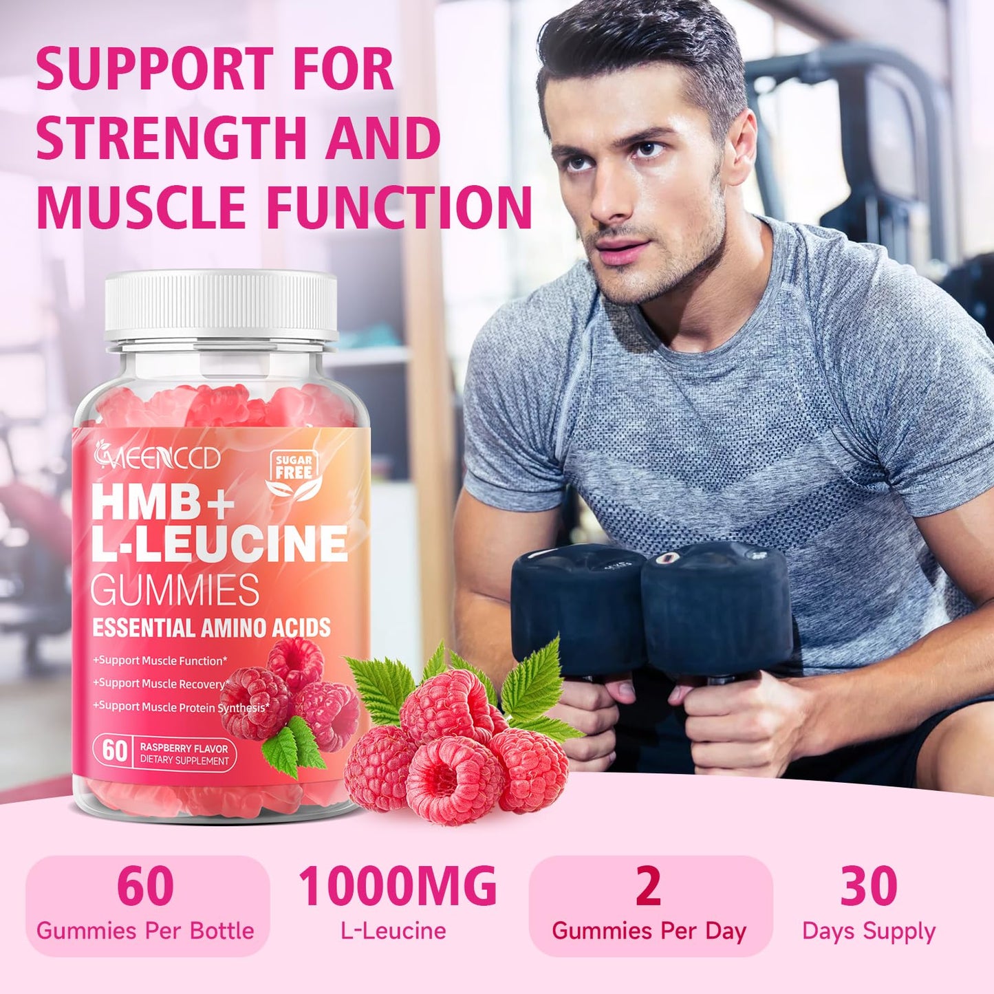 MEENCCD HMB and L-Leucine Gummies 120 Count