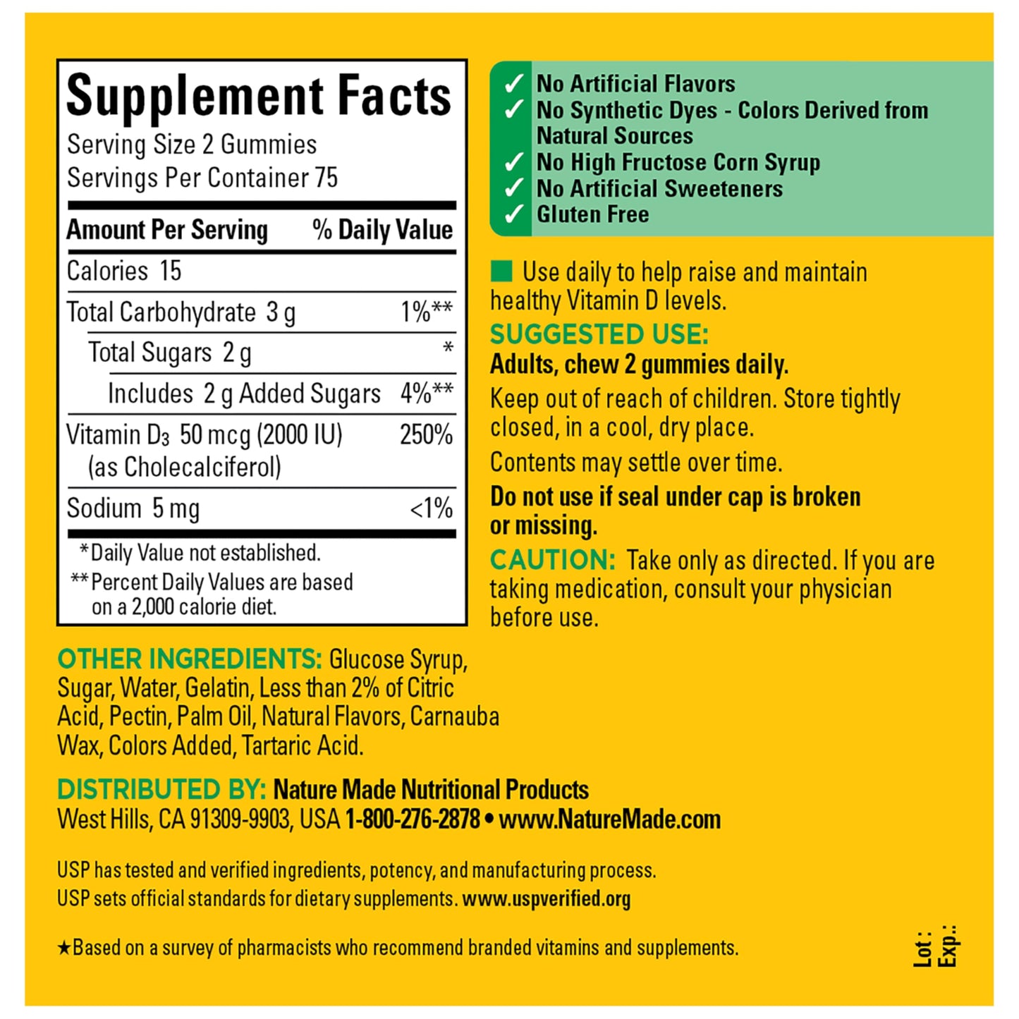 Nature Made Vitamin D3 2000 IU Gummy 150 Count