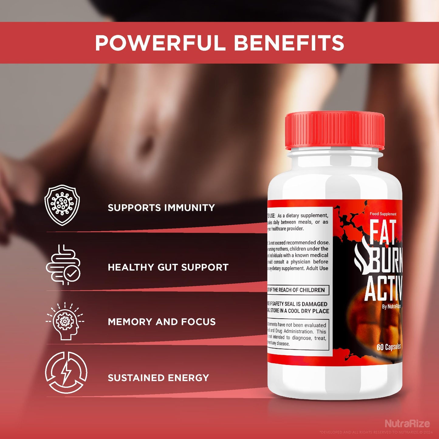 NutraRize Fat Burn Active Keto Capsules, 60 Count