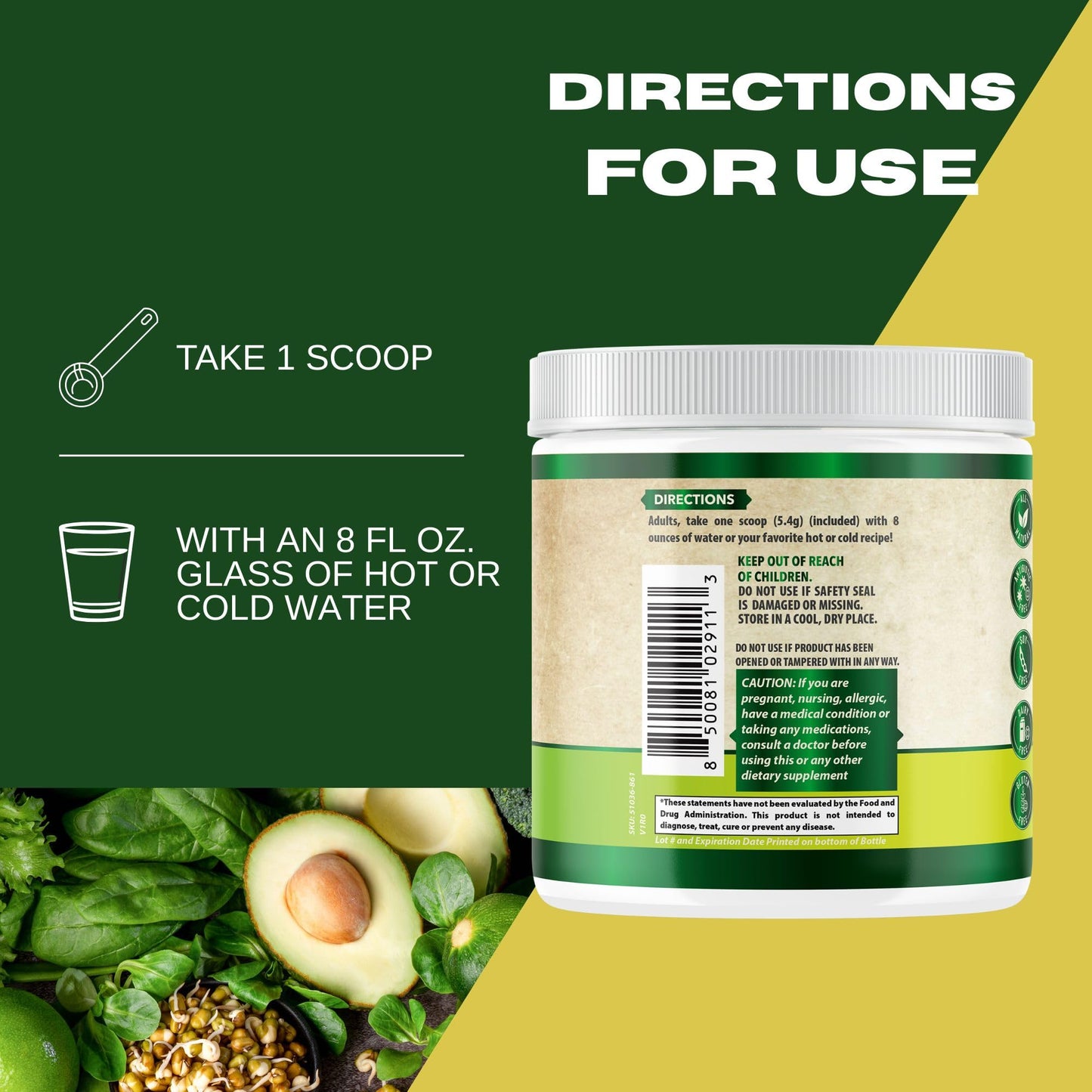 WHOLE WORLD WELLNESS Organic Super Greens Powder Citrus Punch 5.3 Ounce
