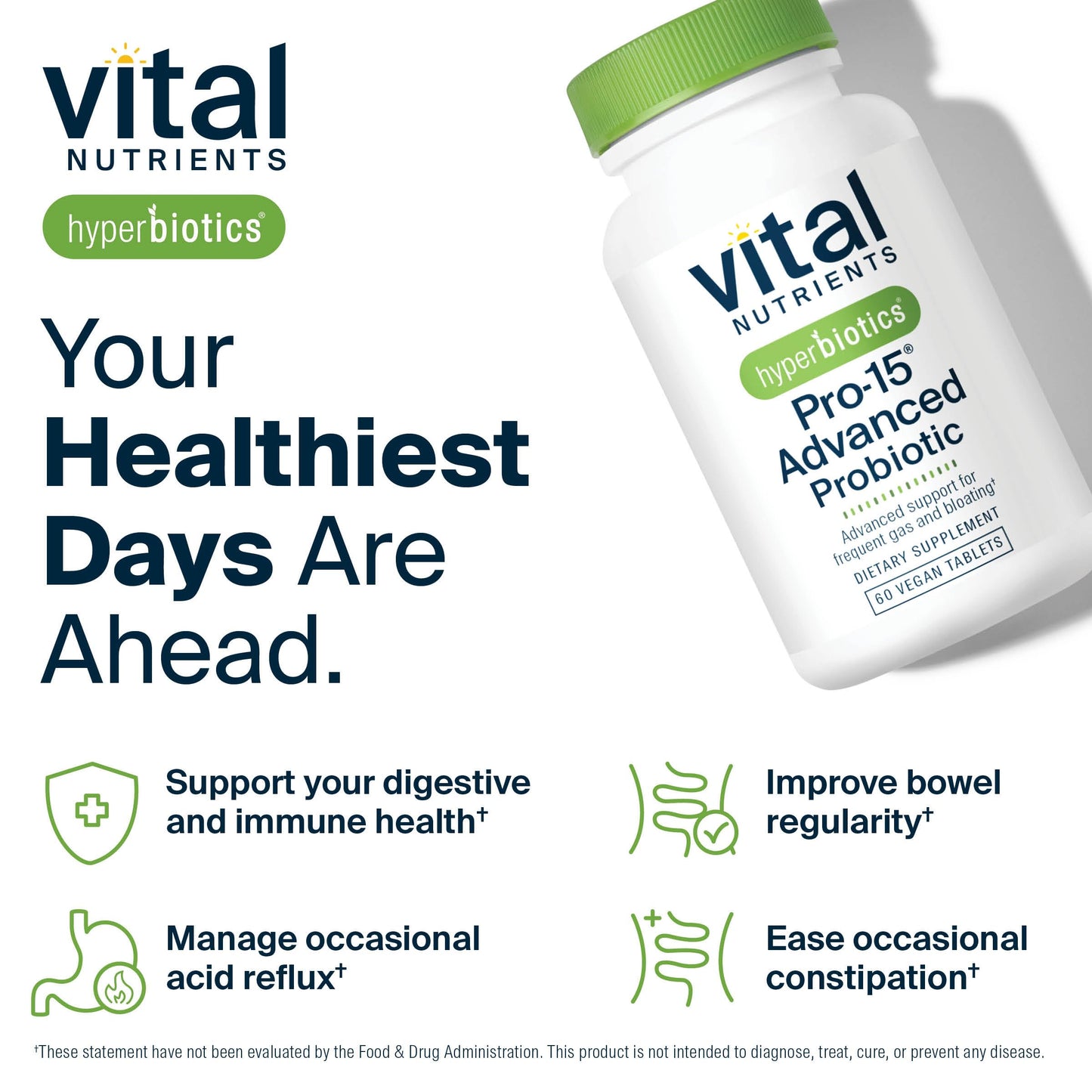 Hyperbiotics Vital Nutrients Pro-15 Advanced Probiotics Tablets, 60 Count