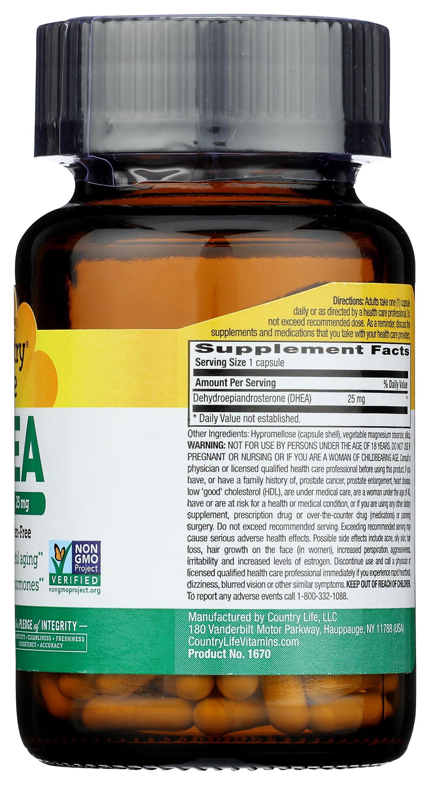 Country Life DHEA 25 mg Capsule, 90 Count