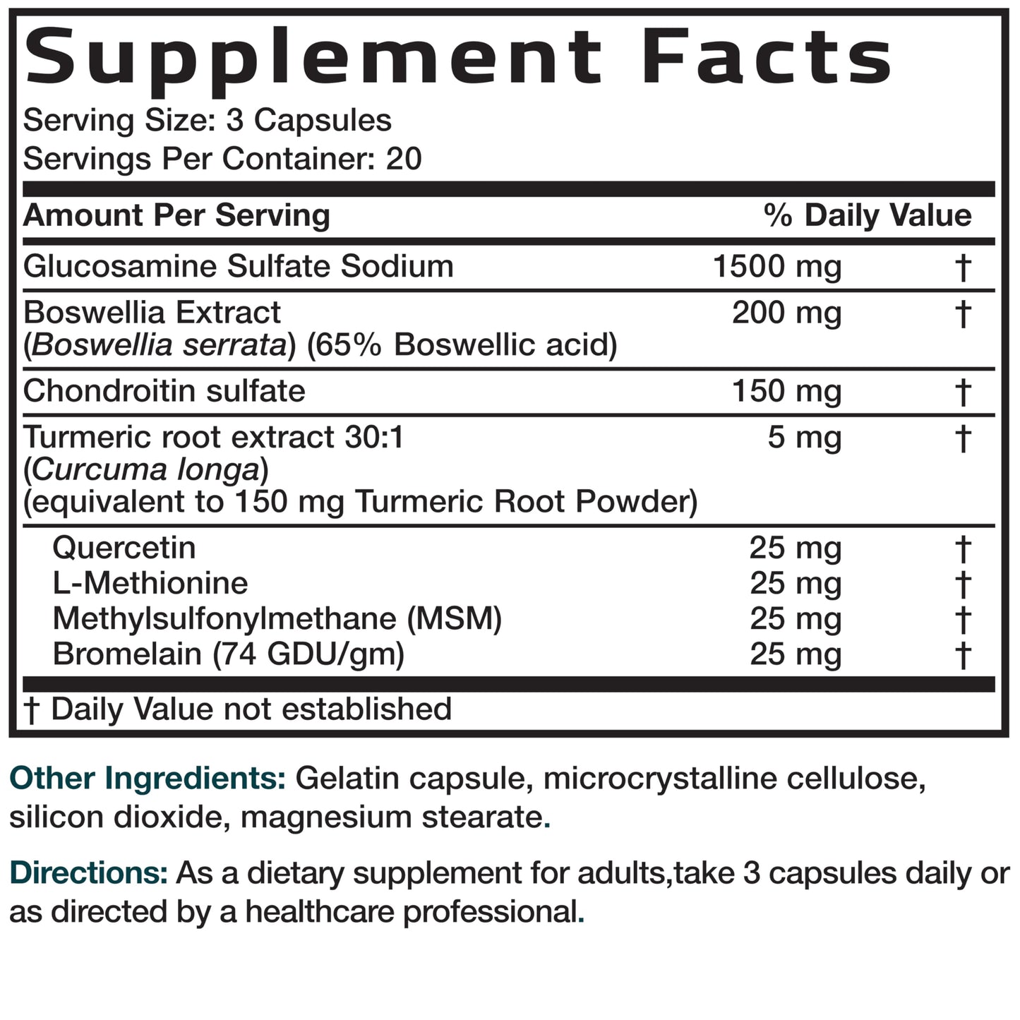 Bronson Glucosamine Chondroitin Turmeric & MSM Advanced Joint & Cartilage Formula, Supports Healthy Joints, Mobility & Cartilage - Non-GMO, 60 Capsules