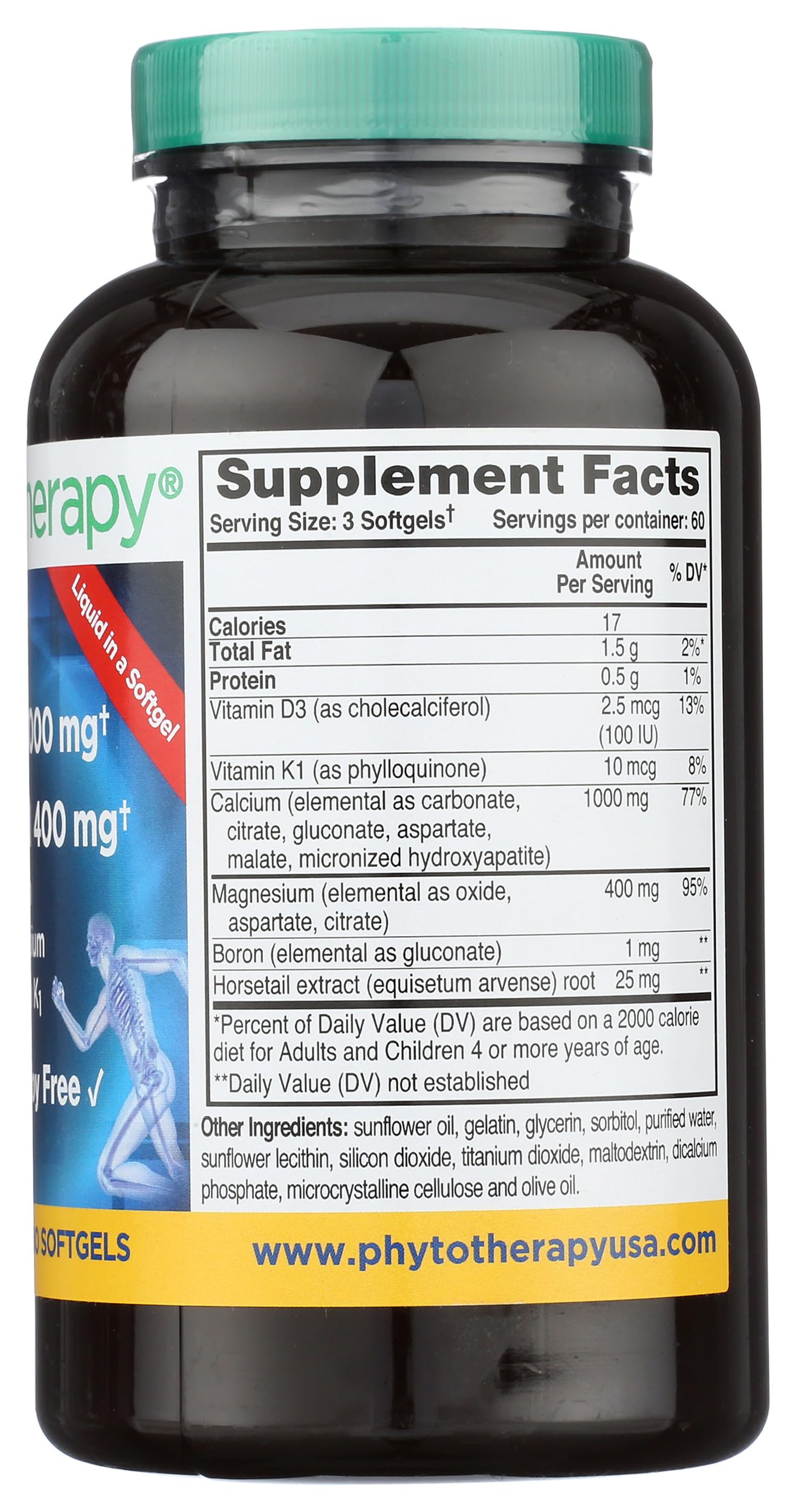 Phyto-Therapy Liquid Calcium with Magnesium Softgels, 180 Count