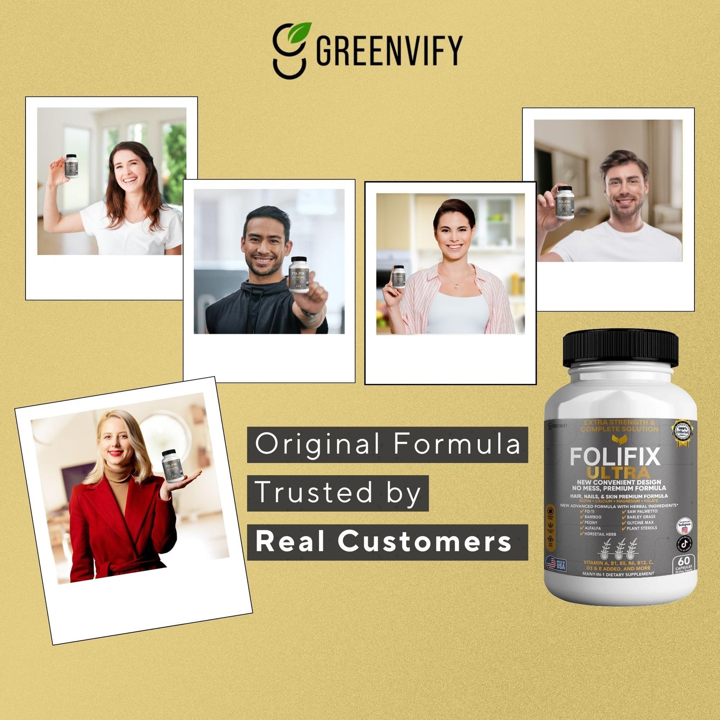 GREENVIFY FoliFix Ultra Hair, Nails & Skin Supplement Capsule, 60 Capsules