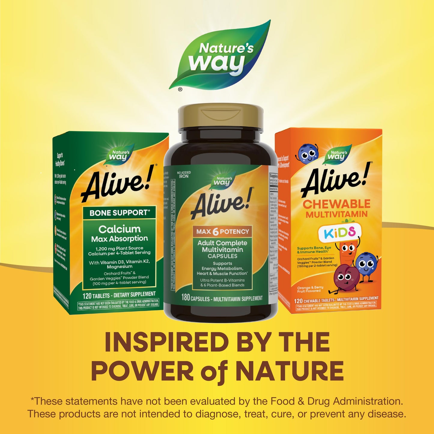 Nature's Way Alive! Max6 Potency Adult Complete Multivitamin Capsules, 180 Count