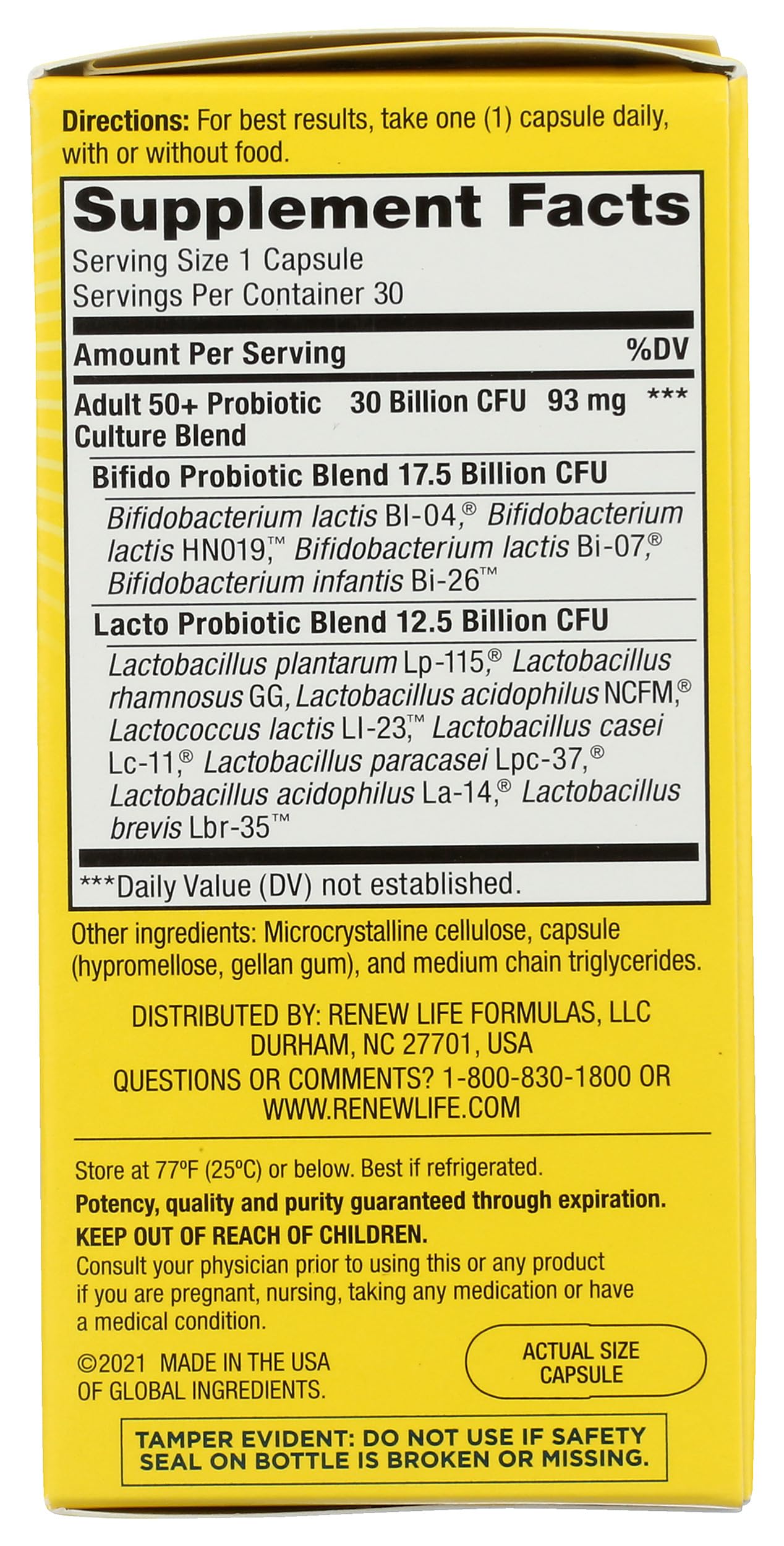 Renew Life Probiotic 50 Plus 30B Capsules, 30 Count