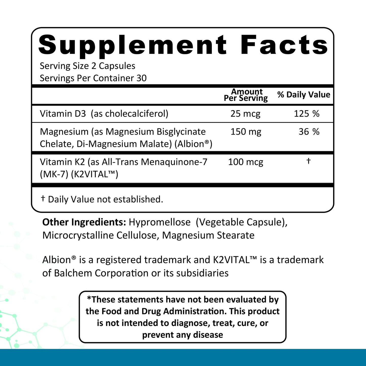 The Bradford Exchange Harmony of Life Magnesium D3 + K2 for Bone & Heart Health Capsules, 60