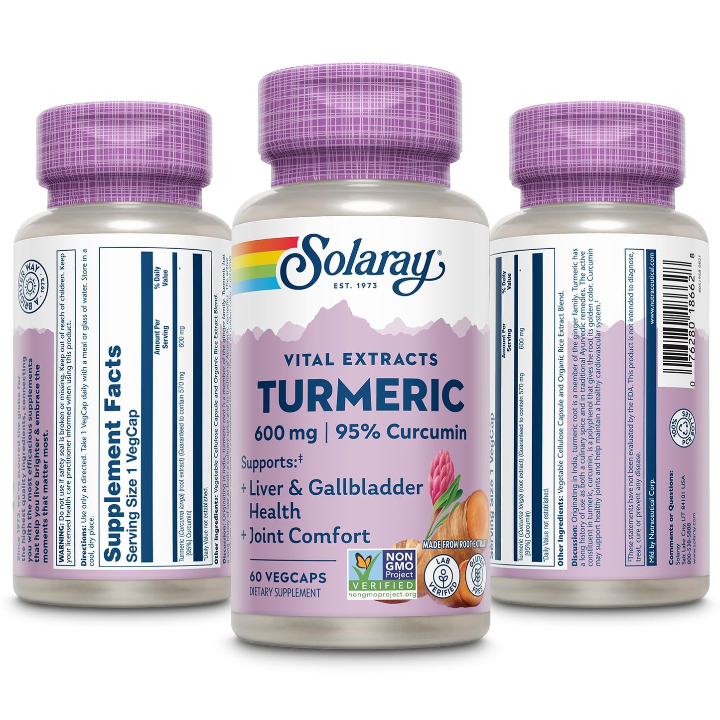 SOLARAY Turmeric 600 mg Capsule, 60 Count