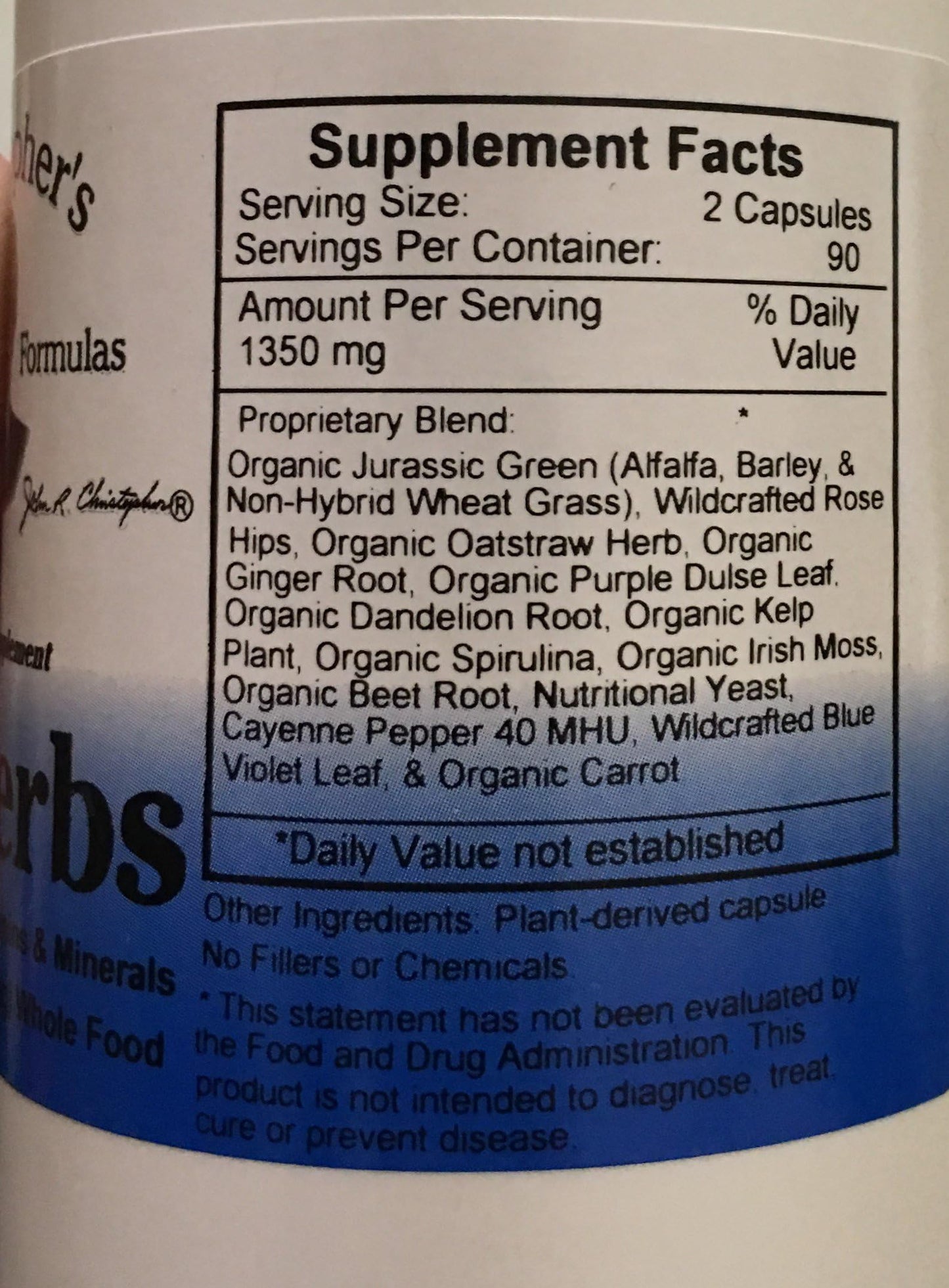 Christopher's Original Formulas Vitalerbs Nutrient-Rich Herbal Supplement Capsules 180