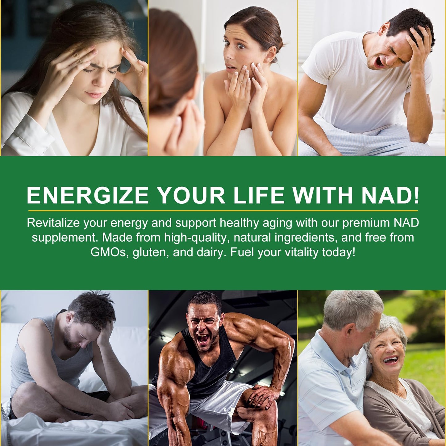 Ruduwu NAD Supplement with Nicotinamide Riboside - Resveratrol, Liposomal Nicotinamide Riboside, Quercetin - High Purity NAD Supplement for Anti-Aging, Focus, Energy, 2 Bags, 160 Capsules