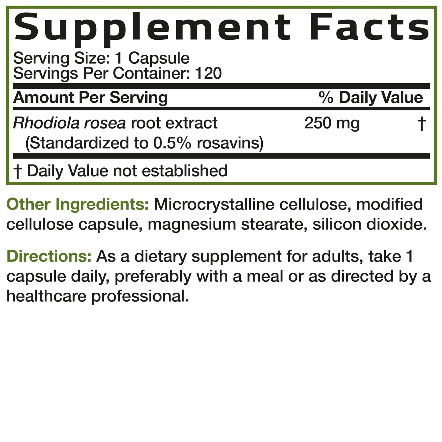 Bronson Rhodiola Rosea Vegetarian Capsules, 120 Count