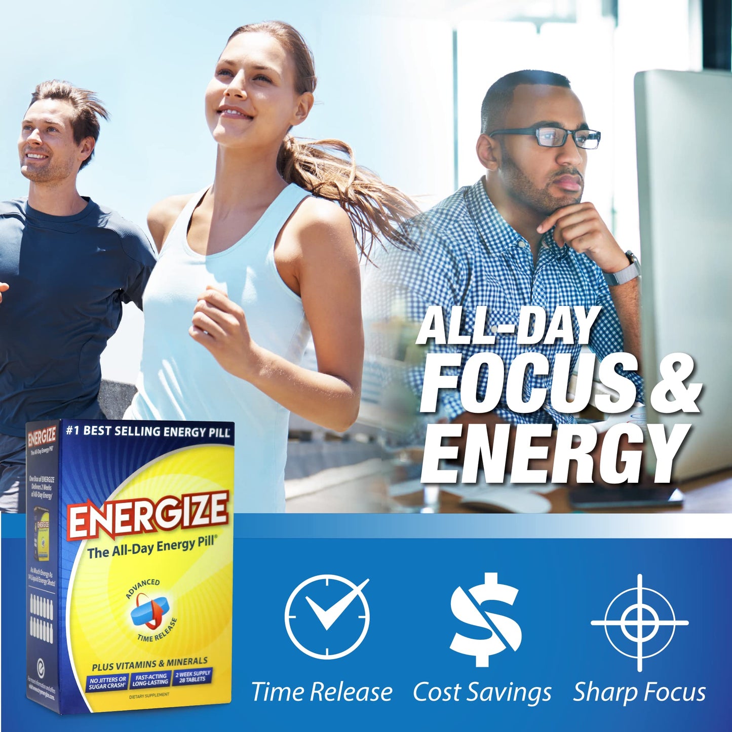 iSatori Energize Caffeine All Day Energy Tablets, 28 Tablets