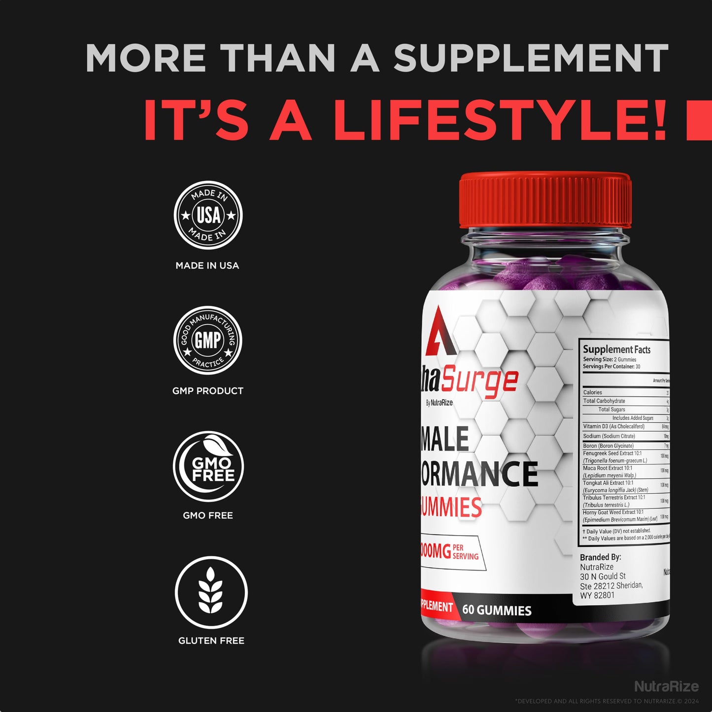 NutraRize Alpha Surge for Men Gummies 300 Gummies