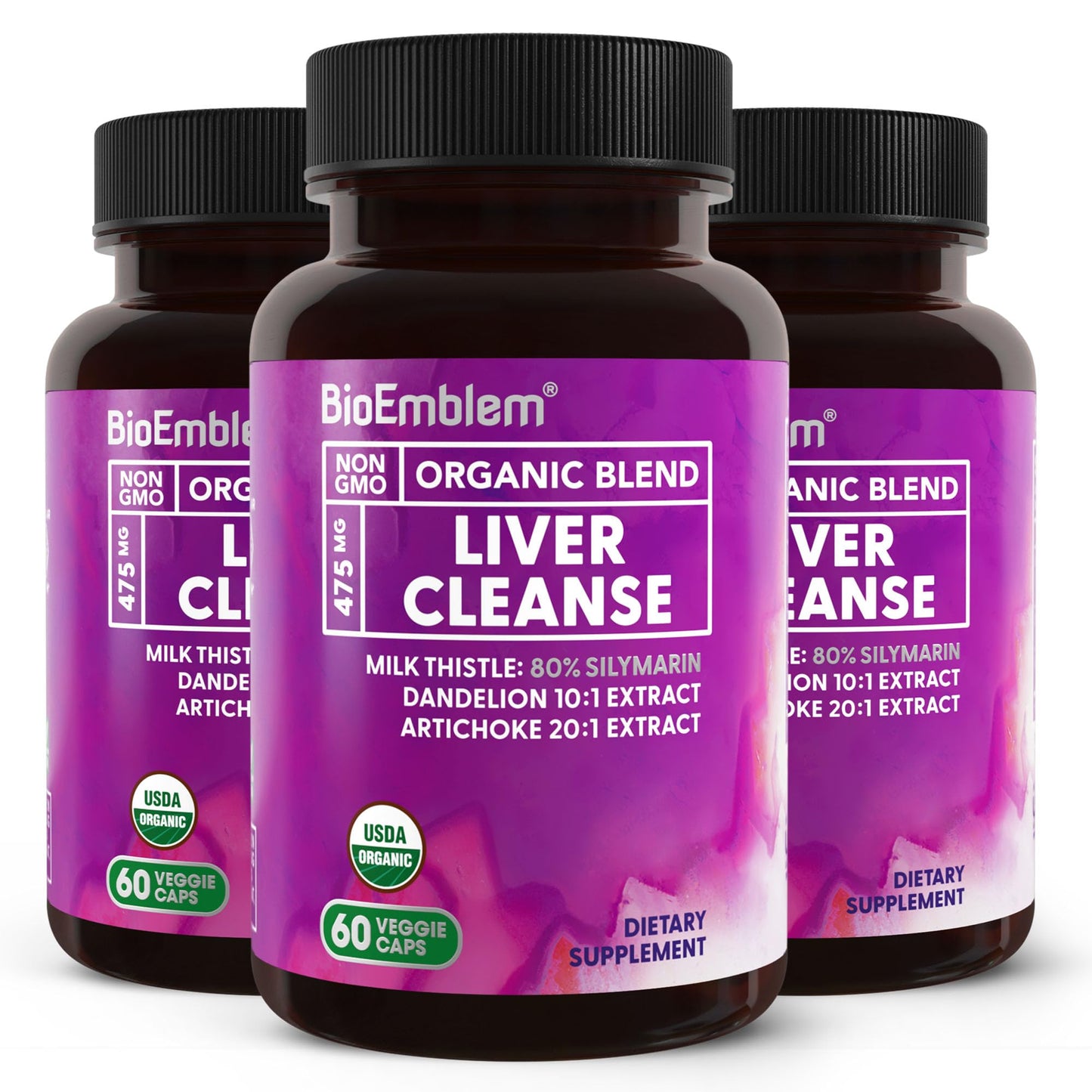 BioEmblem USDA Organic Liver Cleanse Milk Thistle Capsules, 180 Count