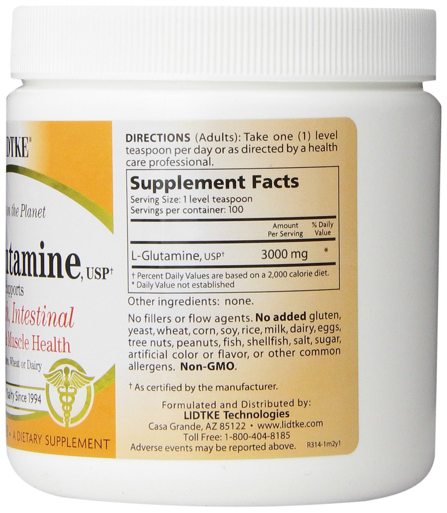Lidtke L-Glutamine Powder, 10.58 oz