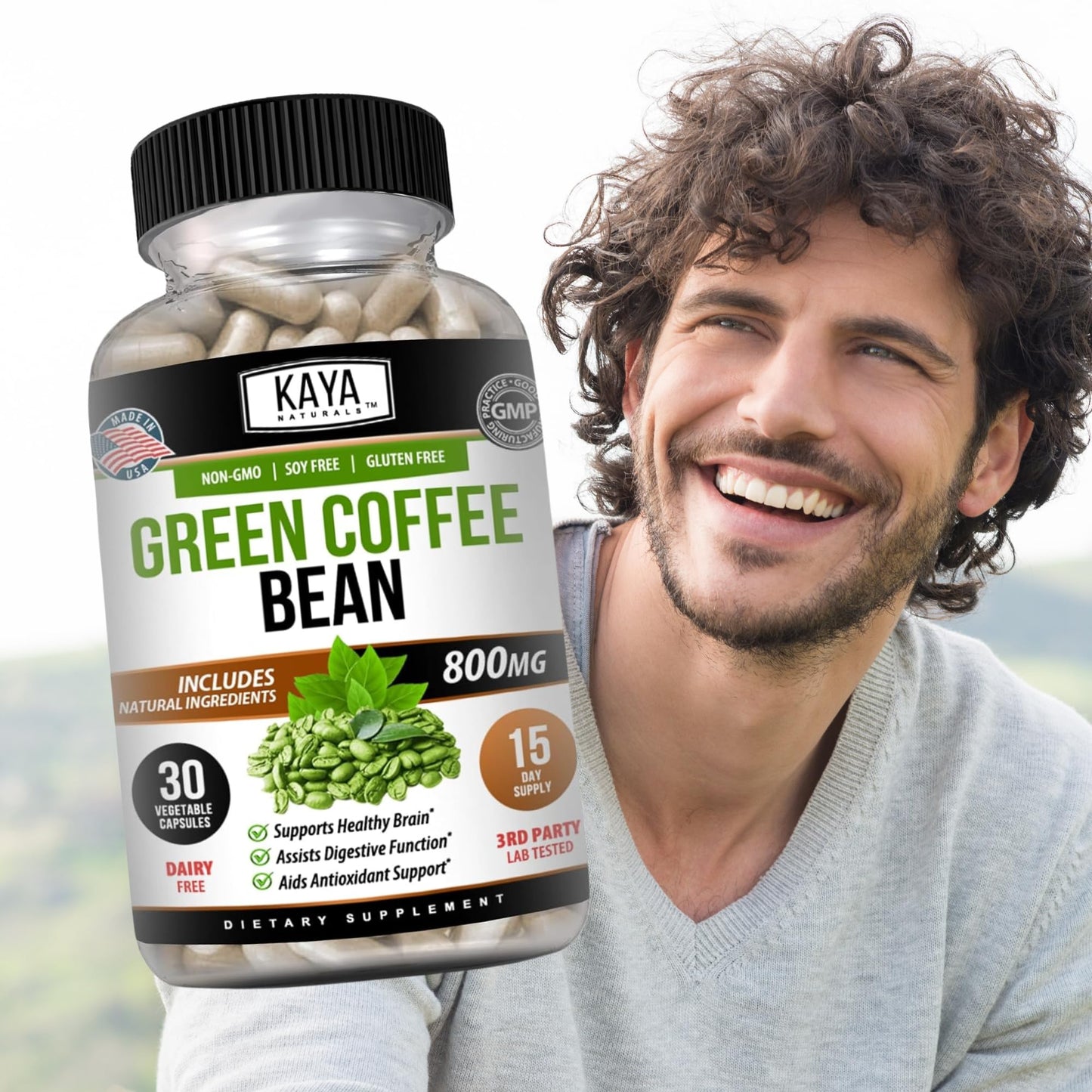 Kaya Naturals Green Coffee Bean Extract Capsule, 30 Count, Non-GMO, Gluten-Free