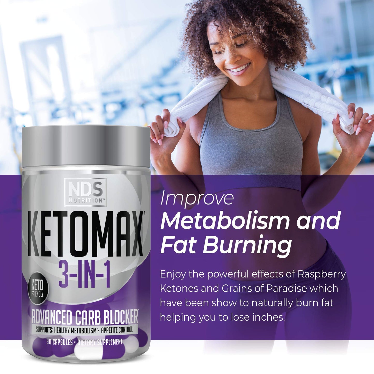 Keto-Max NDS Nutrition Advanced 3-in-1 Carb Blocker 90 Capsules