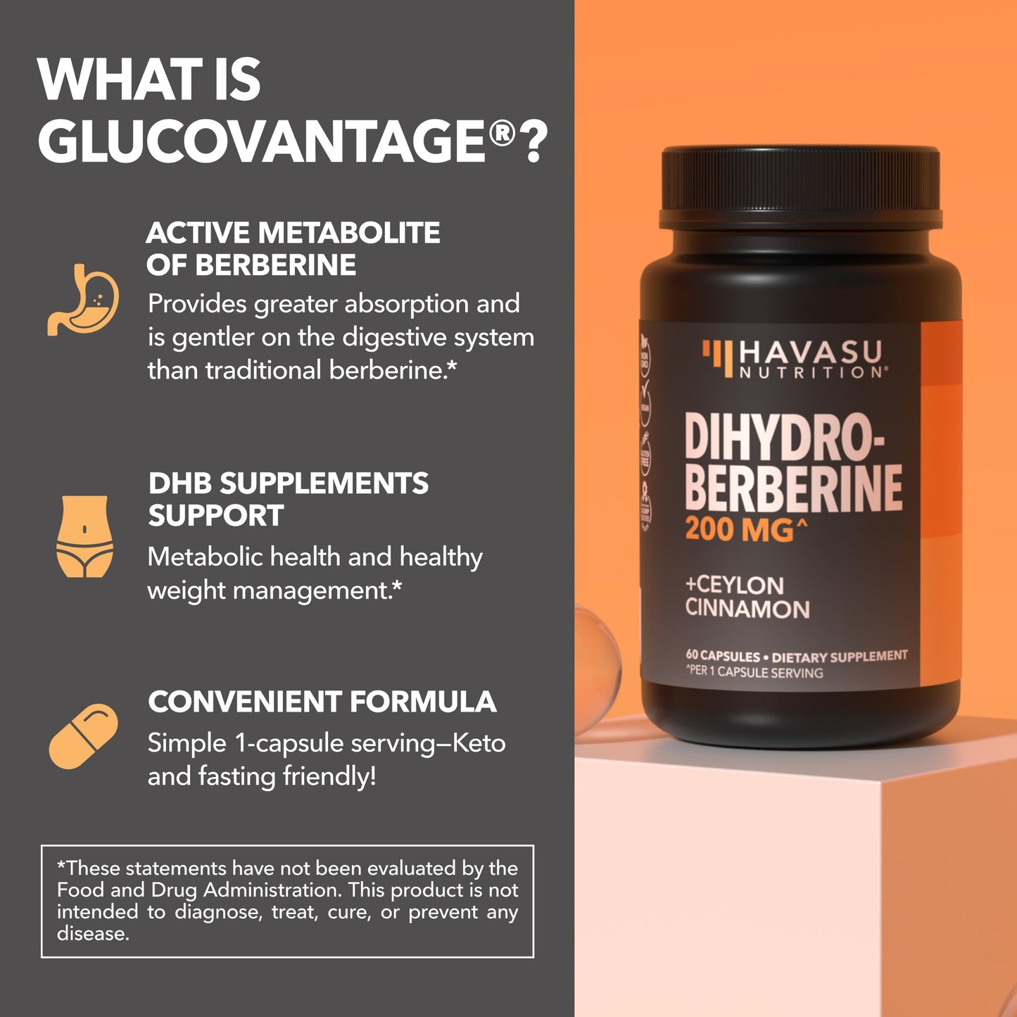 HAVASU NUTRITION Dihydroberberine 200mg from Patented GlucoVantage, 60 Capsules