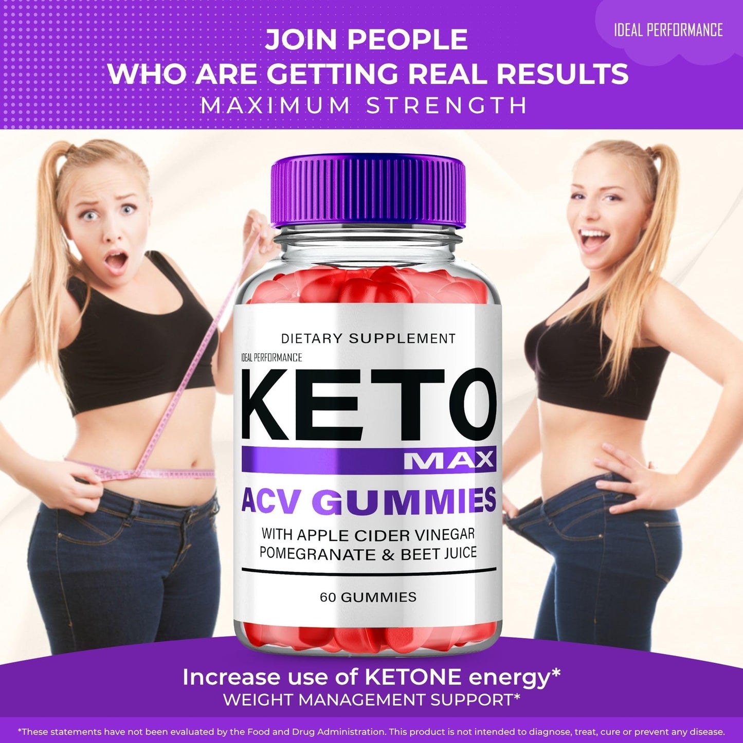 IDEAL PERFORMANCE Keto Max ACV Gummies 60 Count