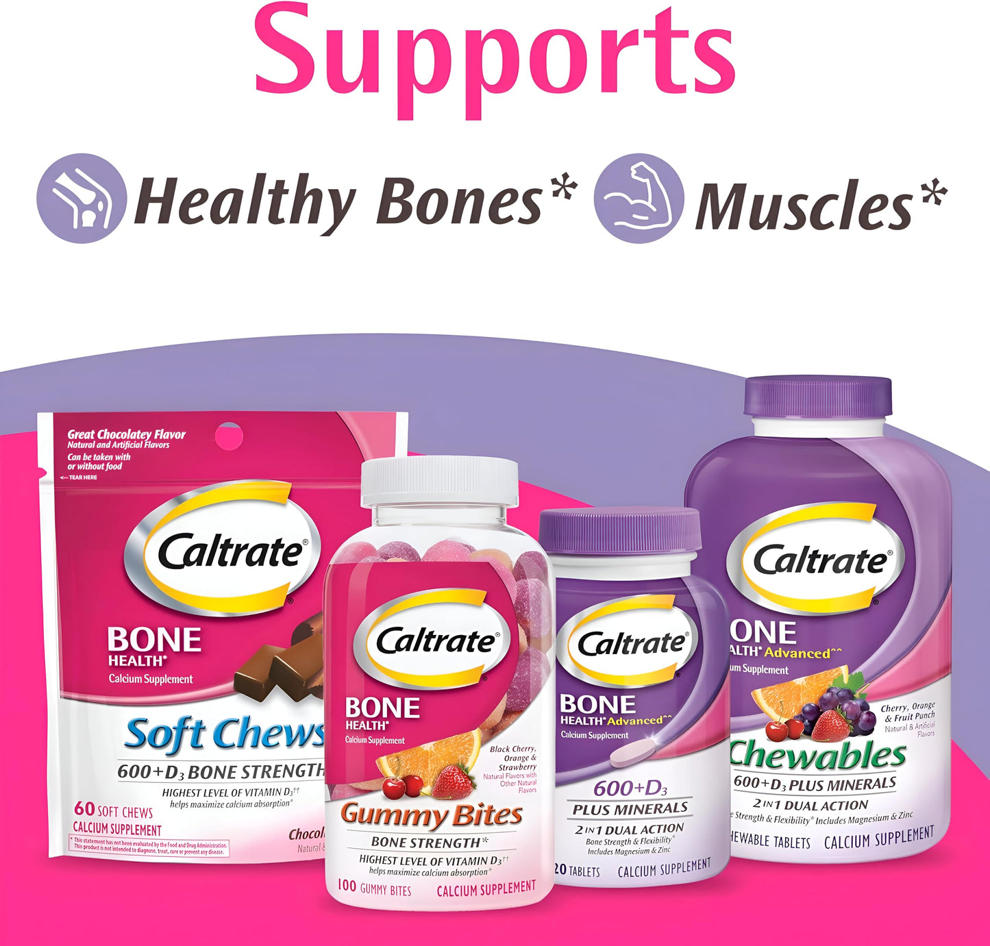 Caltrate 600+D3 Plus Minerals Calcium and Vitamin D Supplement Tablets 60