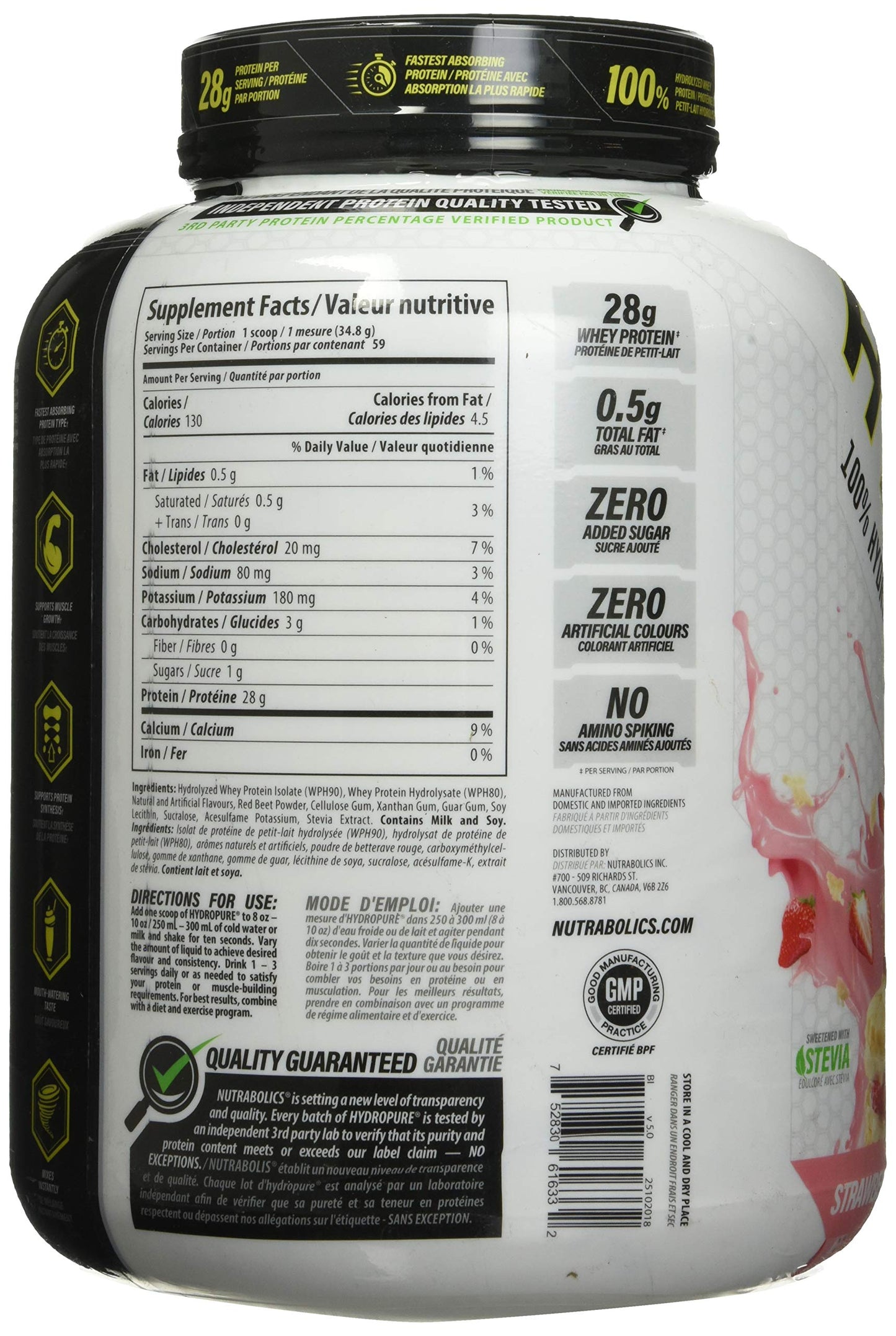 Nutrabolics Hydropure Whey Protein Powder 72 Servings