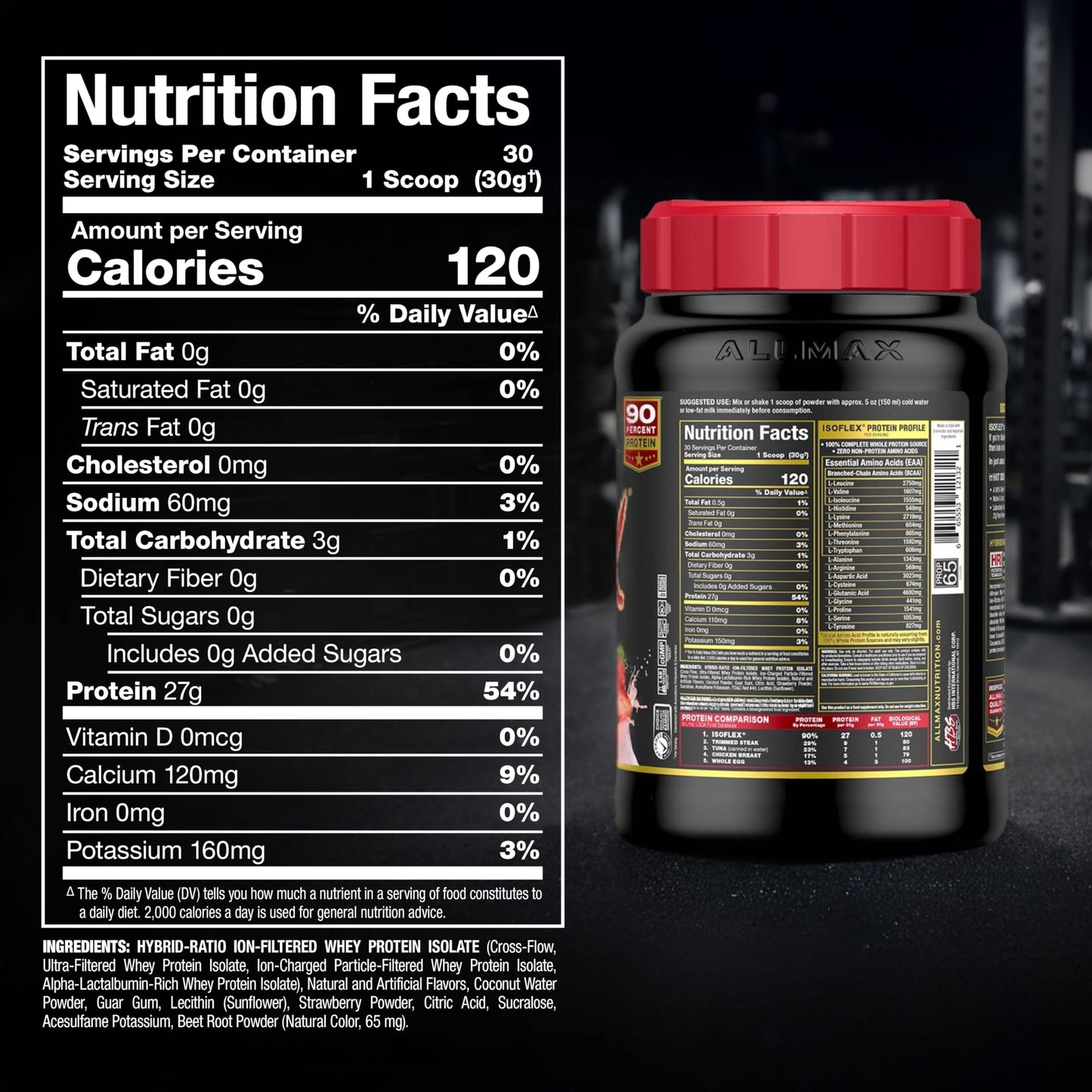 ALLMAX ISOFLEX Pure Whey Isolate Protein Powder, 2 lb, 32 Servings