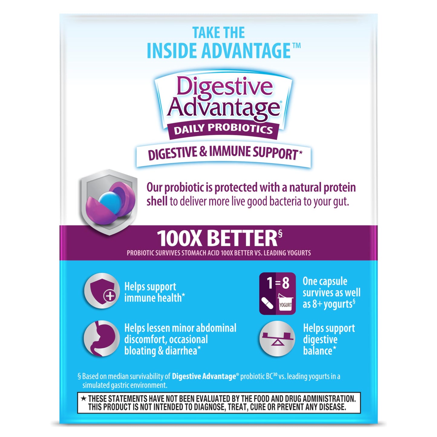 Digestive Advantage Probiotics for Digestive Health Capsules, 50 Count