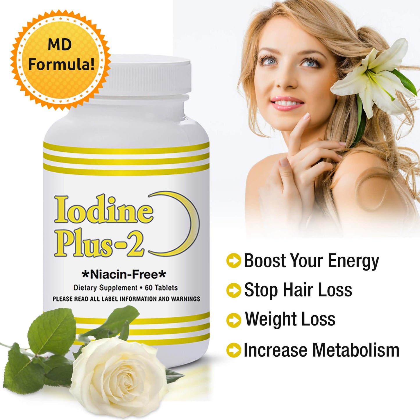 Natural Living Iodine Plus 2 - Thyroid M.D.'s Official Formula 60 Tablets