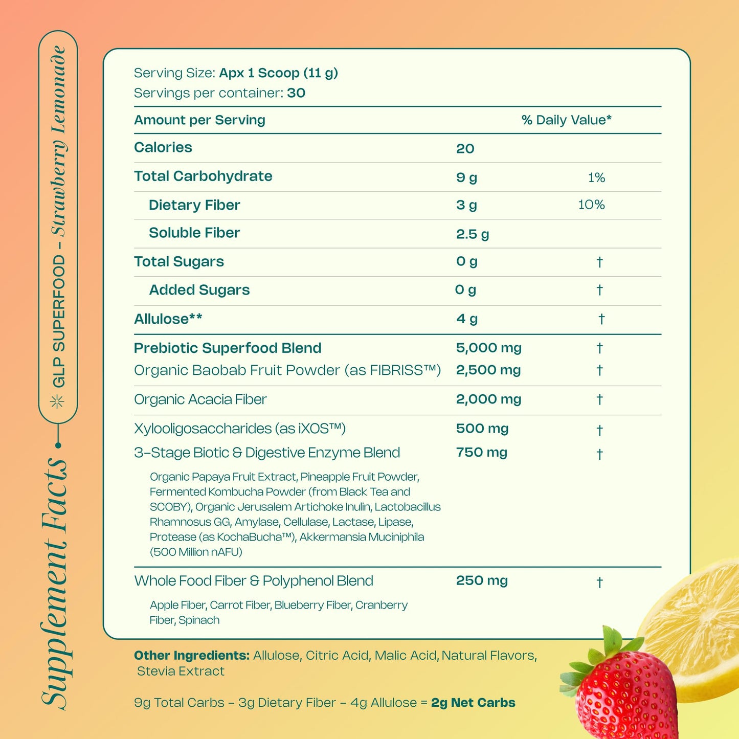 LevelUp GLP Superfood with Akkermansia Probiotic, Prebiotics, Postbiotics, Digestive Enzymes & Polyphenols Powder 10.5 oz