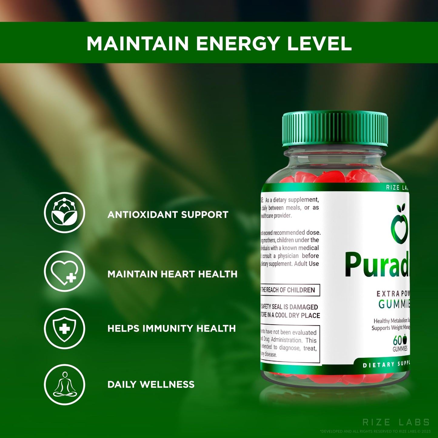Rize Labs Puradrop Extra Power Gummies for Weight Loss Management, Extra Strength, Keto ACV (Apple Cider Vinegar) Gummy Supports Healthy Metabolism, 60 Gummies