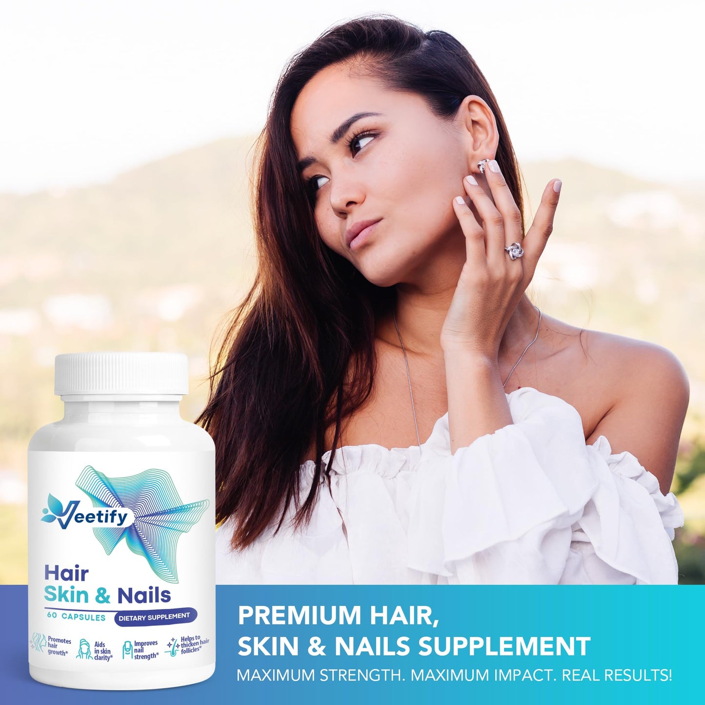 Veetify Hair, Skin and Nails Vitamins, 60 Capsules