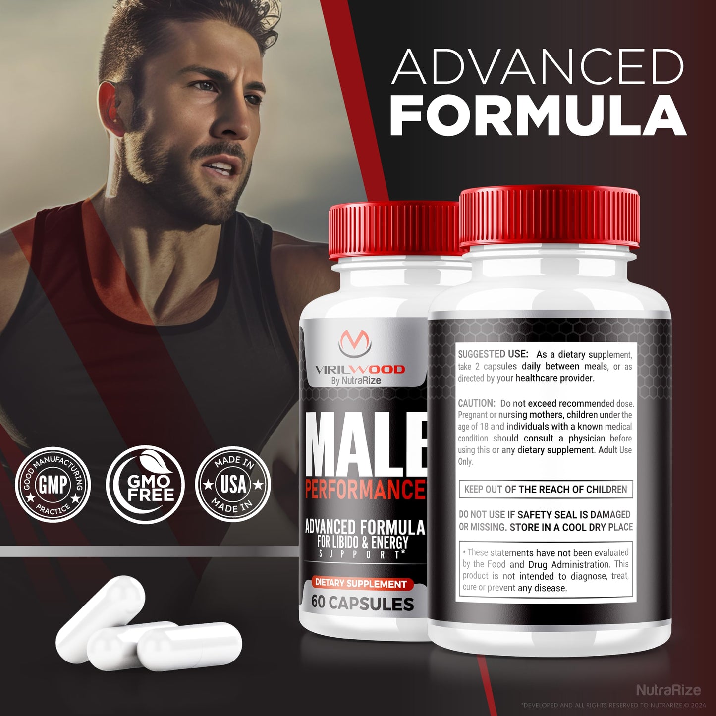 NutraRize Virilwood Capsules for Men, 180 Capsules