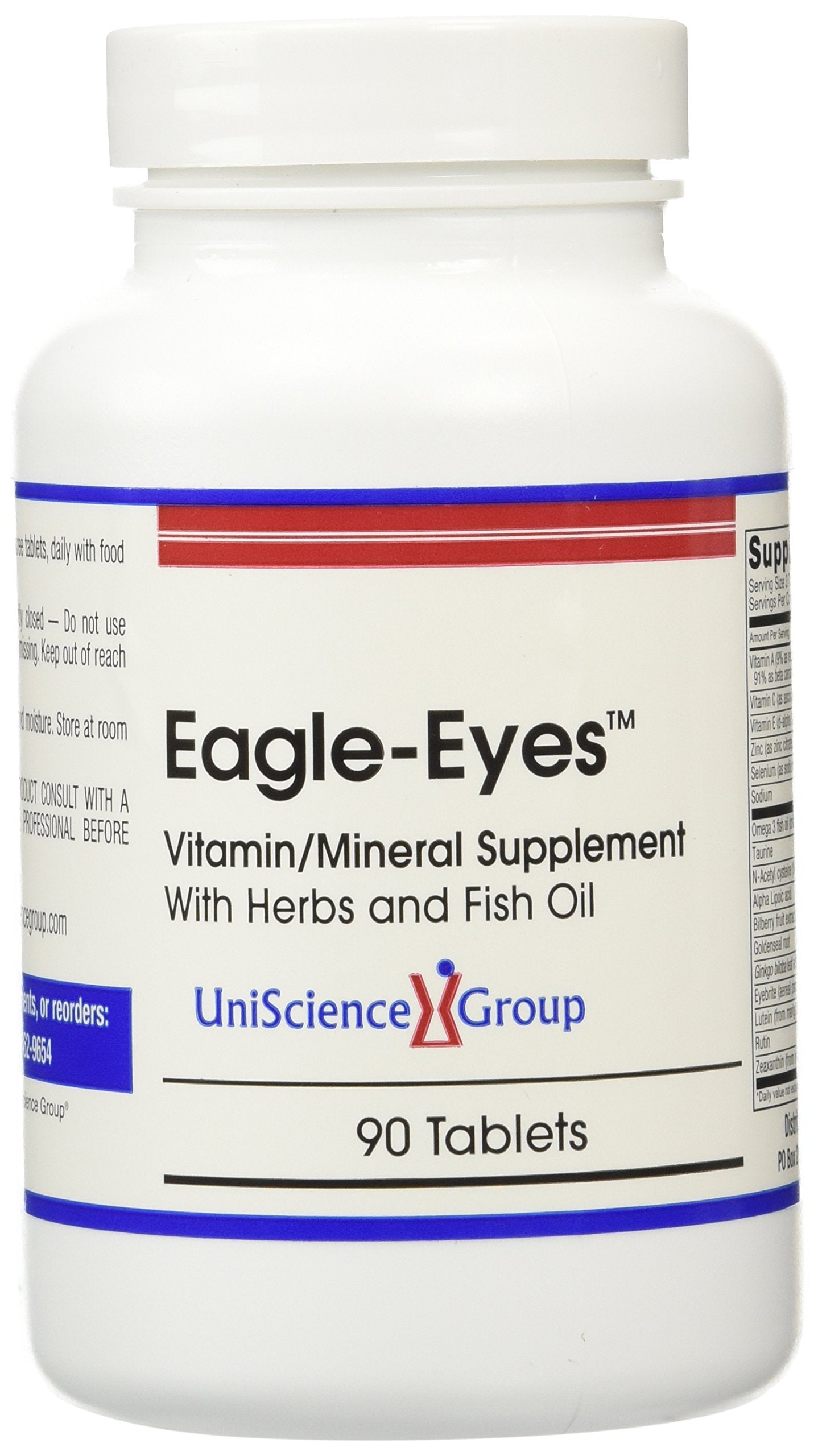 Delucky Eagle-Eyes, Optimal Vision Health with 500 mg Omega 3 Fish Oil, Lutein, Zeaxanthin, Bilberry Fruit Extract, Vitamins A, C, E, Zinc, NAC, Taurine, 90 Tablets