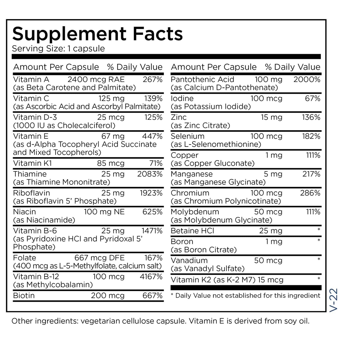 Metabolic Maintenance The Big One Once Daily Iron-Free Multivitamin Mineral Supplement 90 Capsules