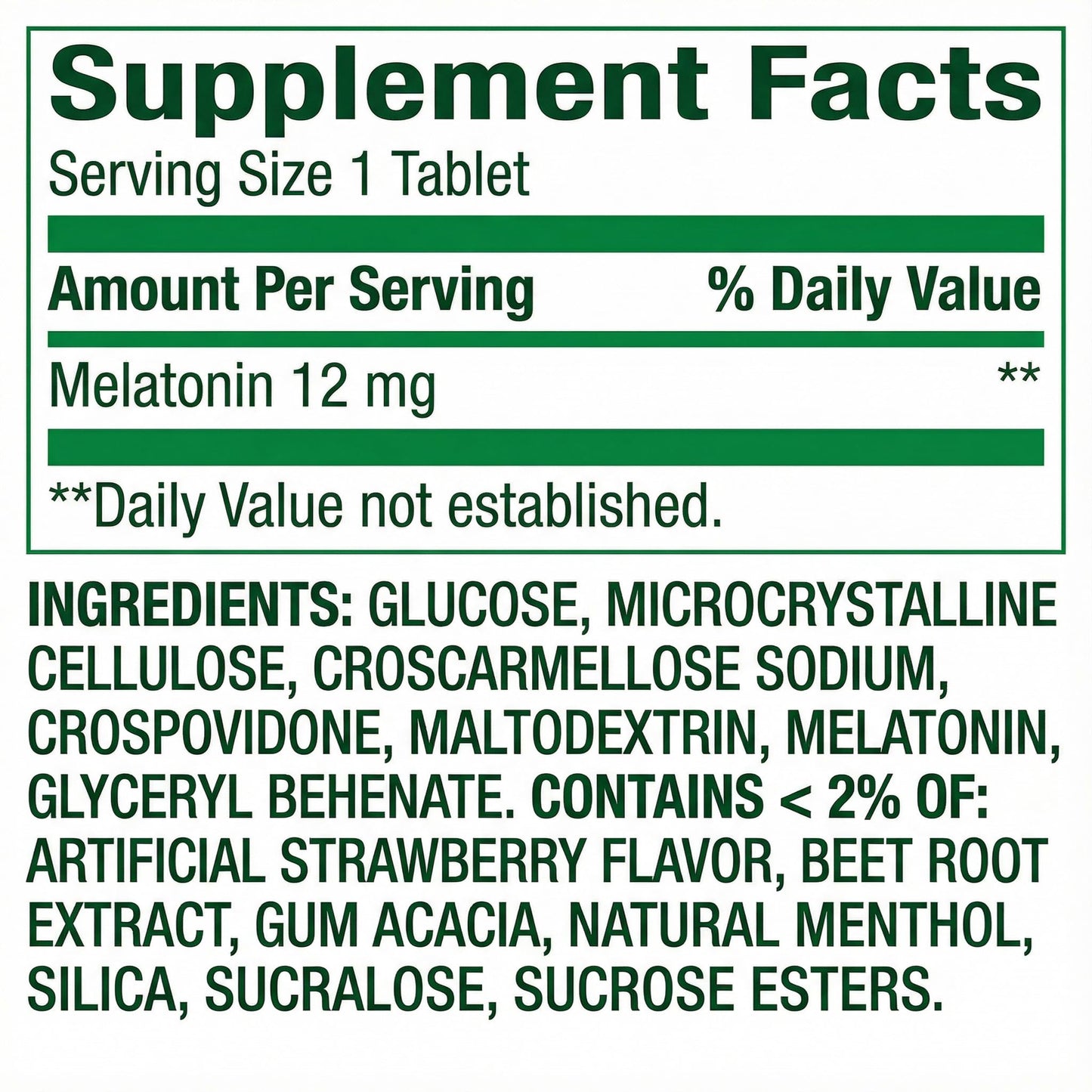Unique Bundle Store Melatonin Ultra Strength 12mg - Strawberry Flavor, Fast-Dissolve, Sleep Support, 60 Tablets