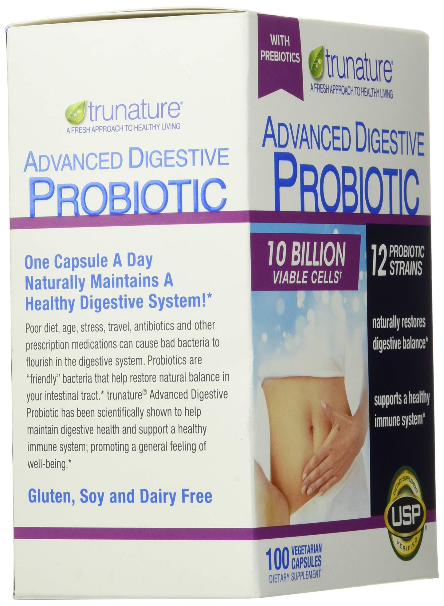 TruNature Advanced Digestive Probiotic Capsules 100 Count