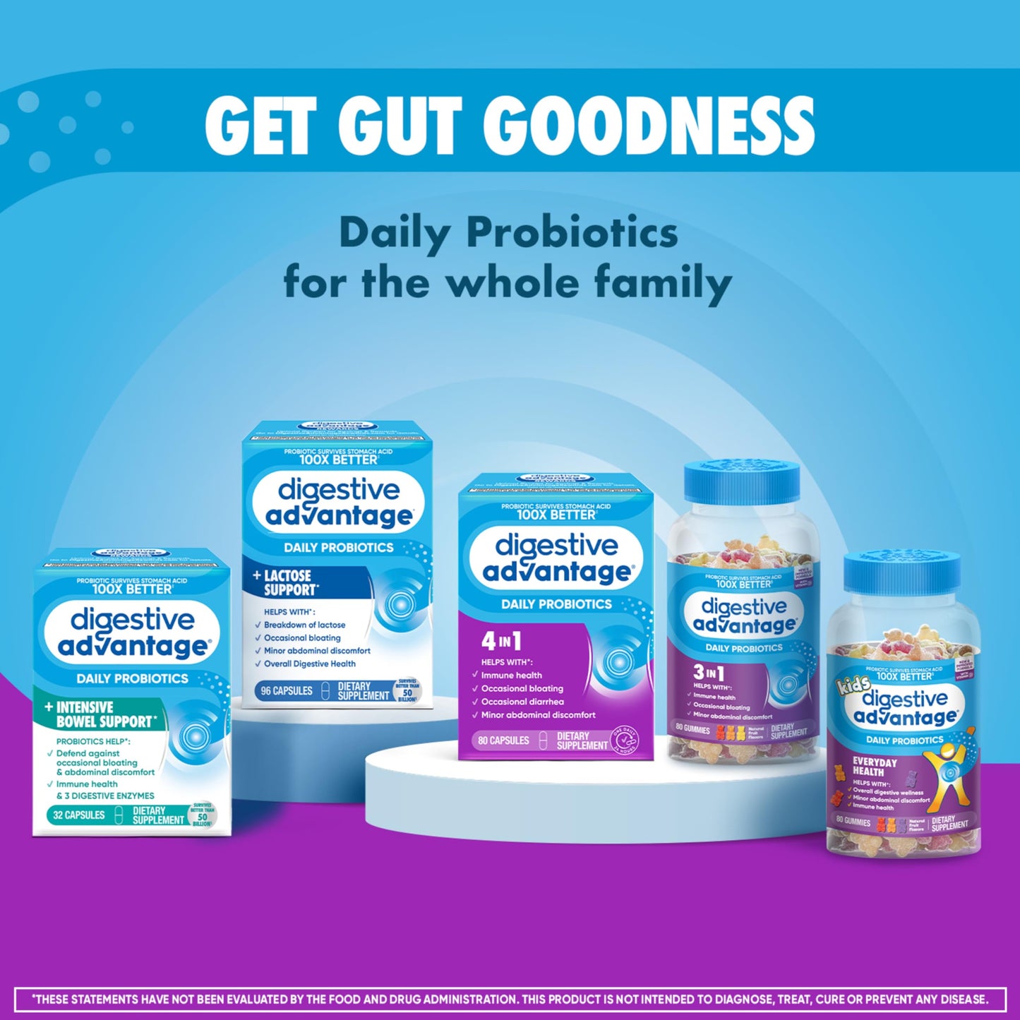 Digestive Advantage Kids Probiotic Gummies for Digestive Health, 60 Count