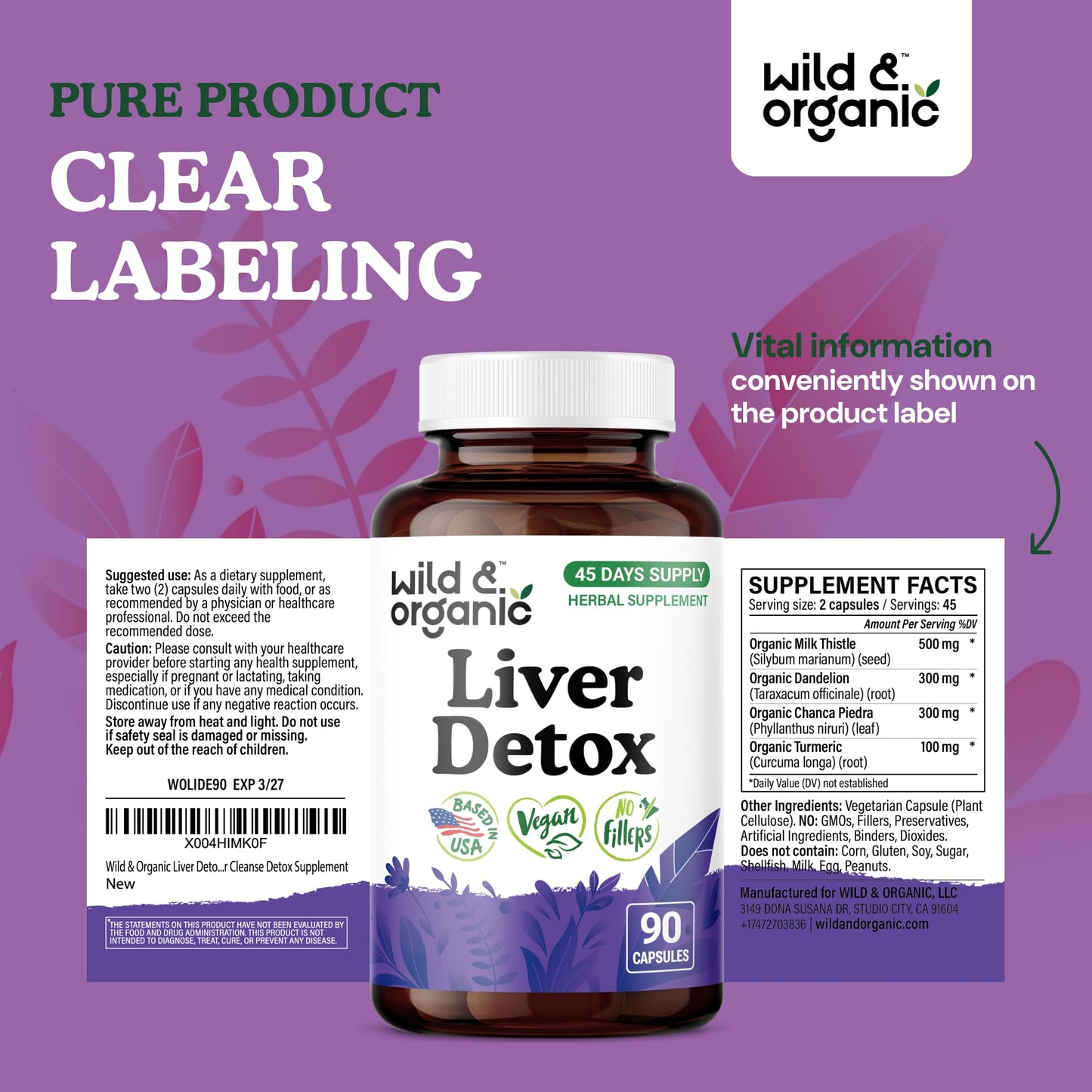 Wild & Organic Liver Detox Capsule 90 Count
