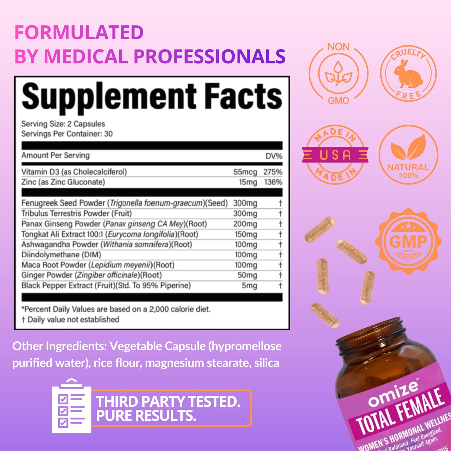 Omize Total Female Women's Hormone Support Supplement 60 Capsules