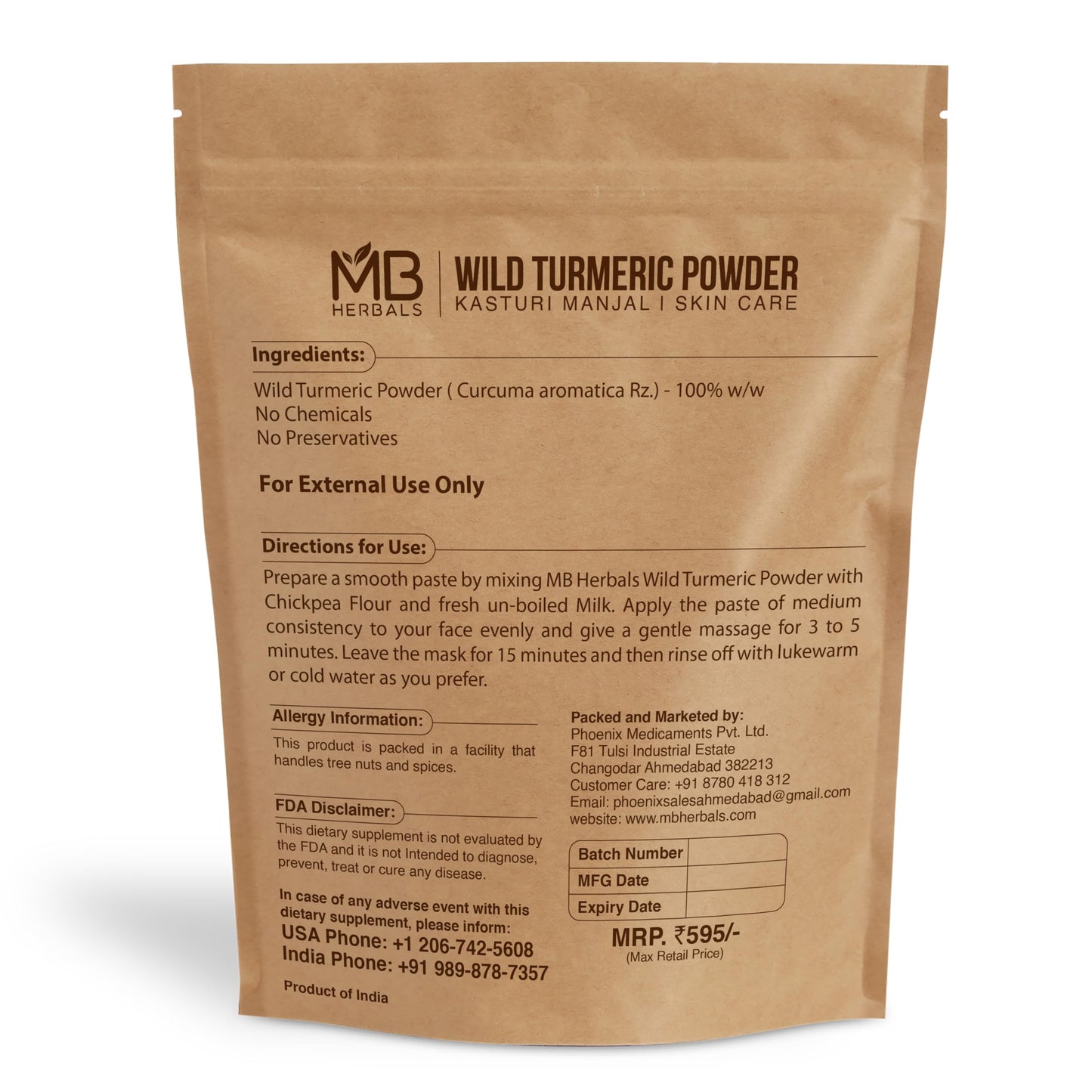 MB Herbals Wild Turmeric Powder 16 oz