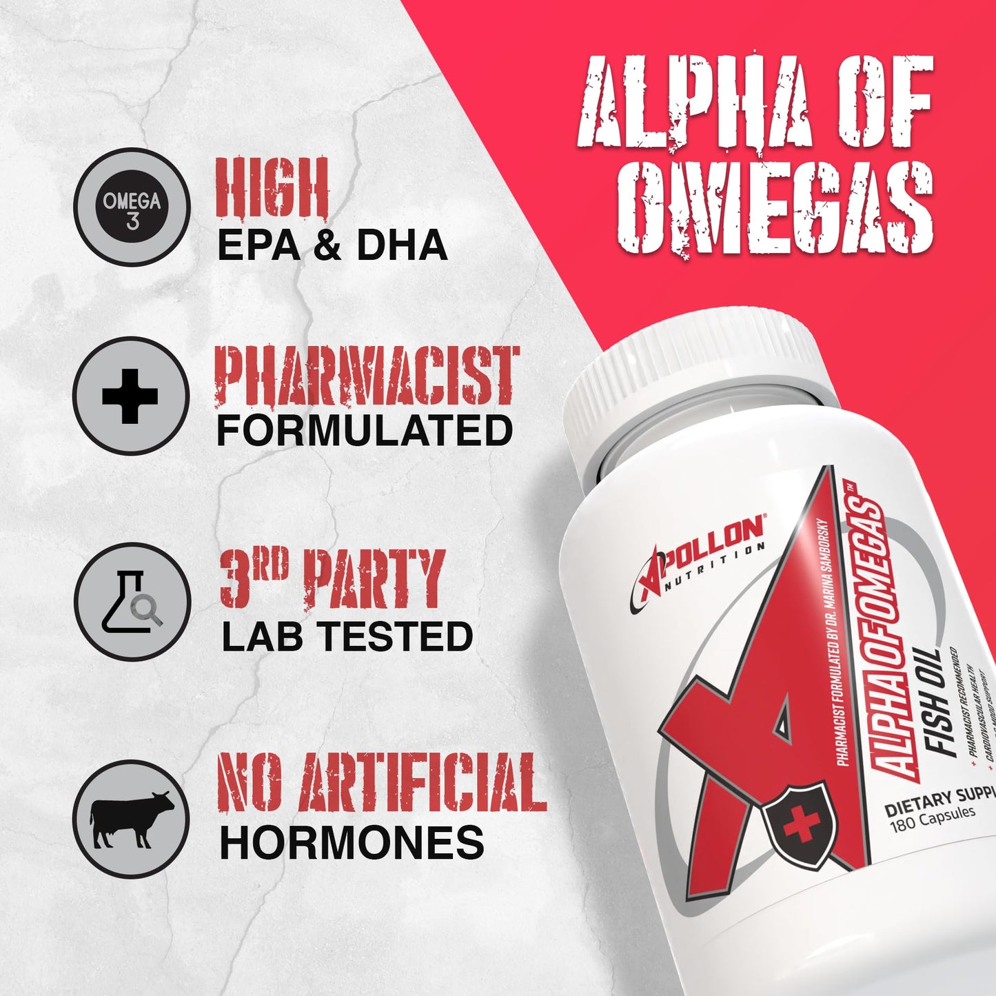 Apollon Nutrition Omega Supreme Ultra-Pure Omega 3 Fish Oil Softgels 180 Count