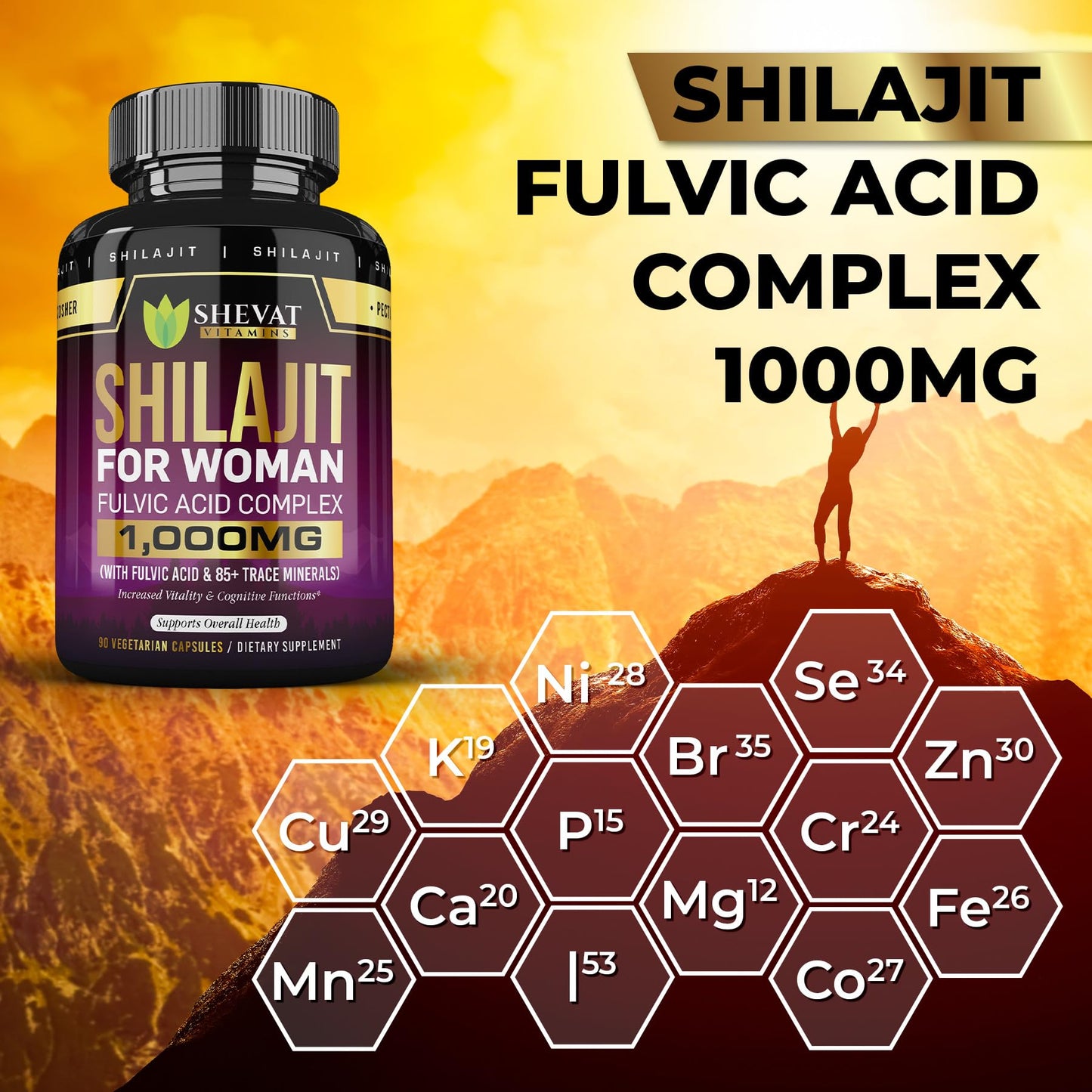 Shevat Vitamins Shilajit Capsules 1000 mg, 60 Count