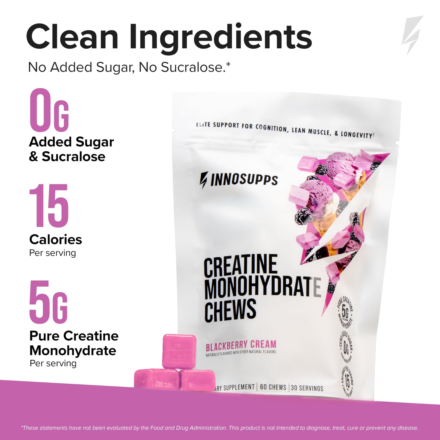 InnoSupps 5g Creatine Chews Chewable, 60 Count