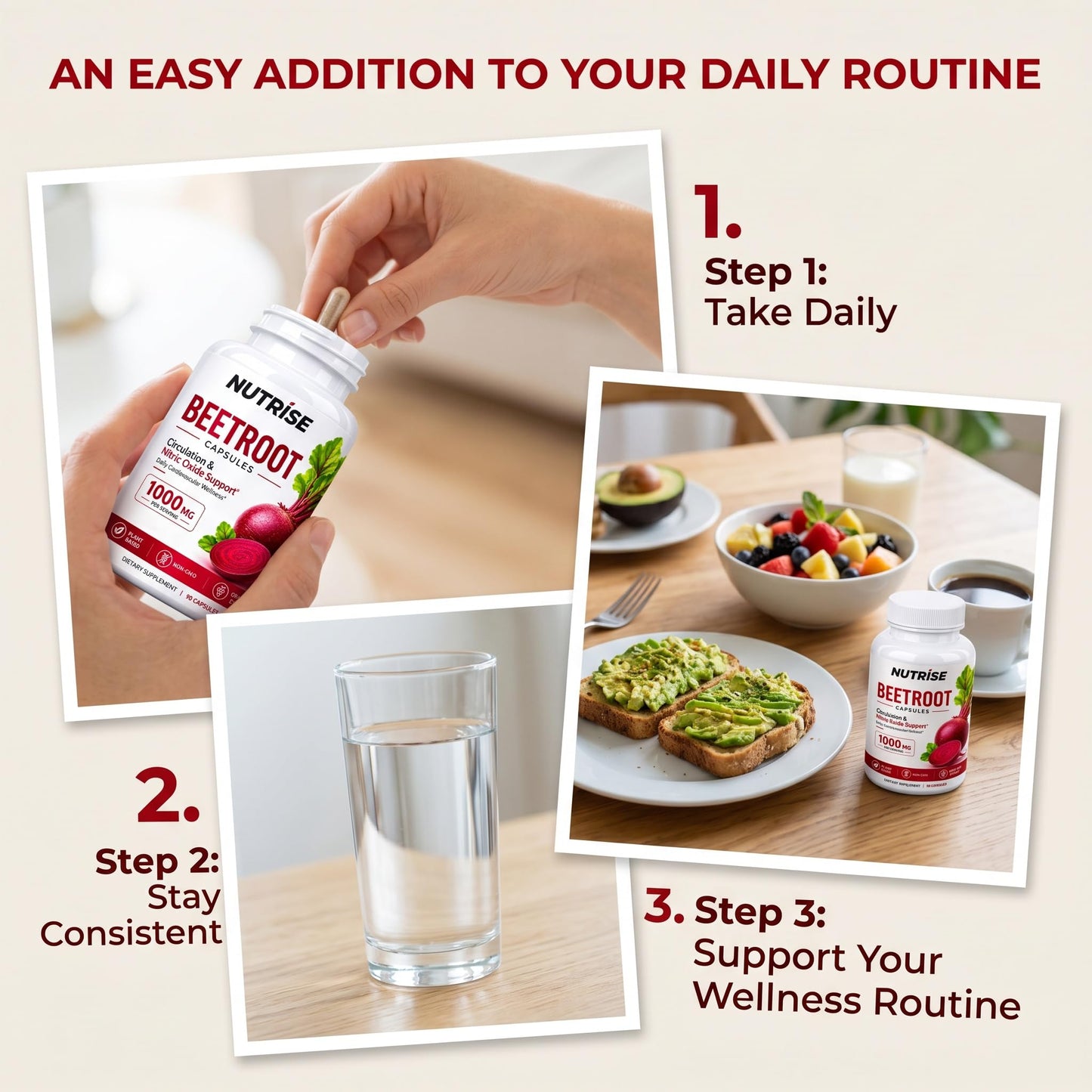ONAISE NUTRISE Beetroot Capsules – Beet Root Powder with Grape Seed Extract, Non-GMO, 90 Capsules