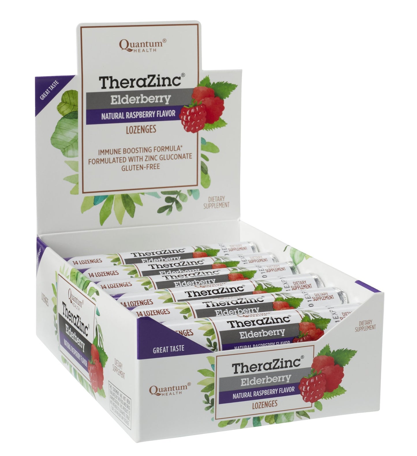 Quantum TheraZinc Zinc Lozenges with Elderberry Raspberry, Lozenges, 14 Count