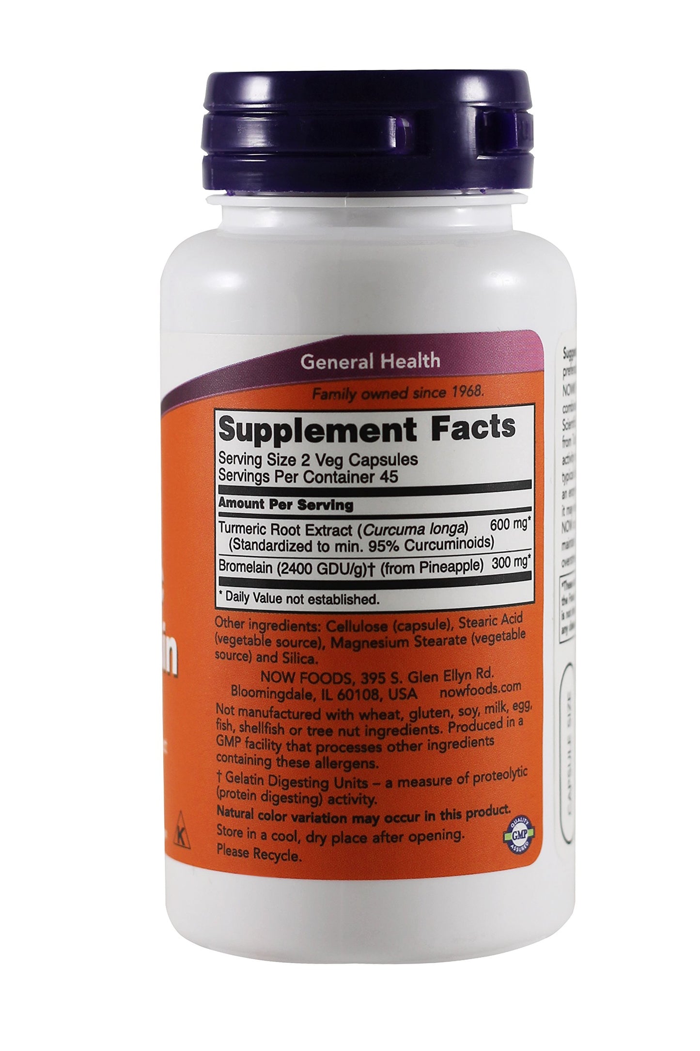 NOW Foods Turmeric & Bromelain Joint Health Capsules, 90 Count