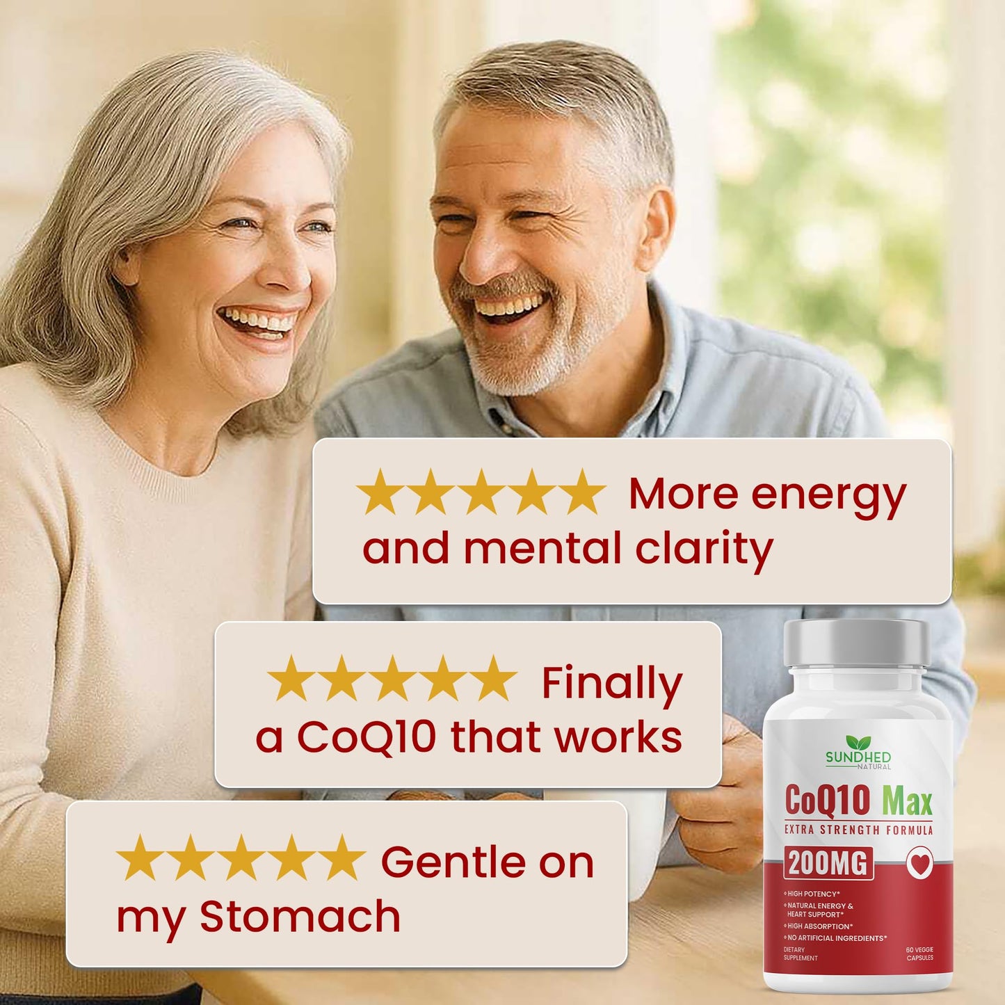 Sundhed Natural CoQ10 200mg Vegan Ultra High Absorption Capsule, 60 Count