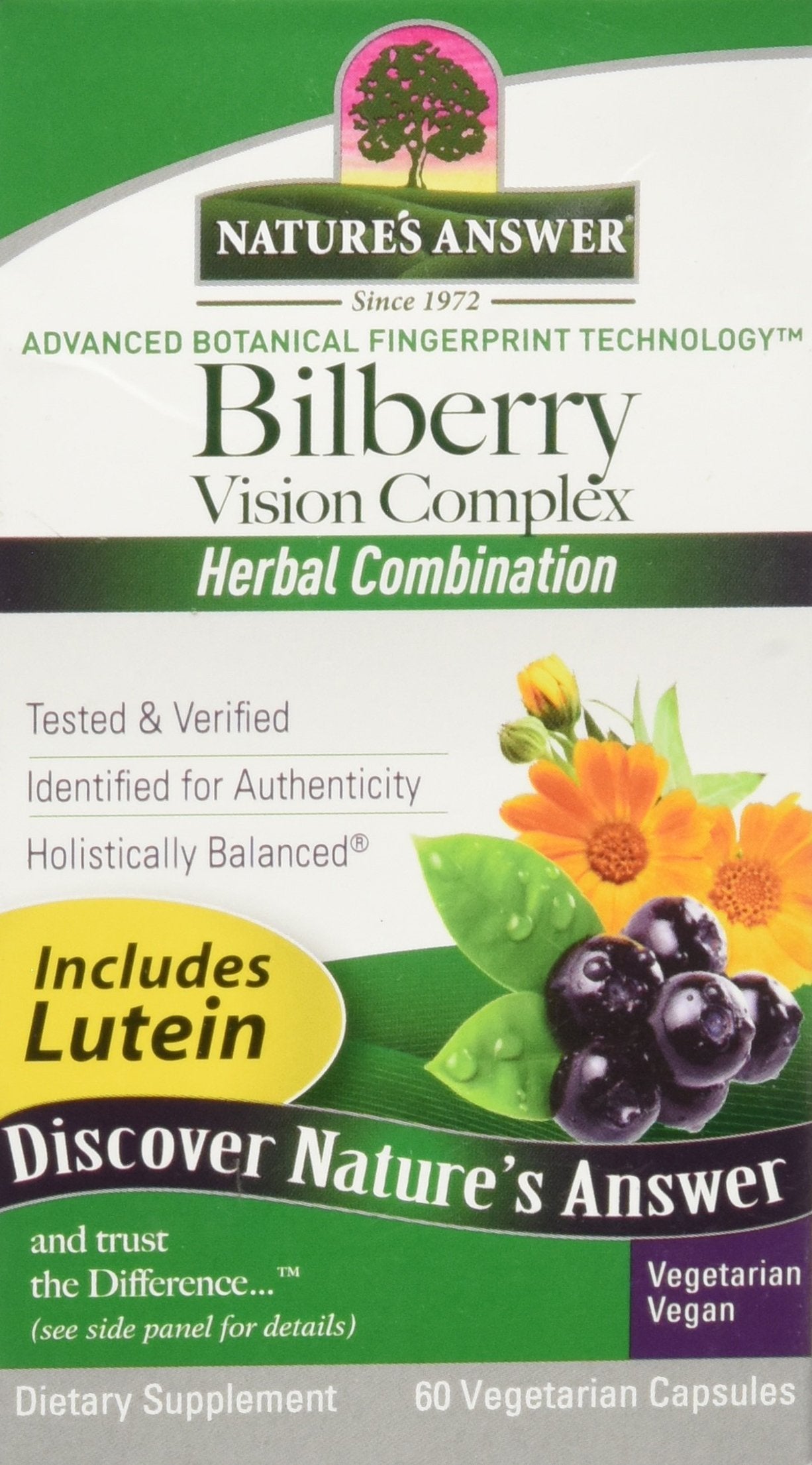 Nature's Answer Bilberry Vision Complex Capsules, 60 Count