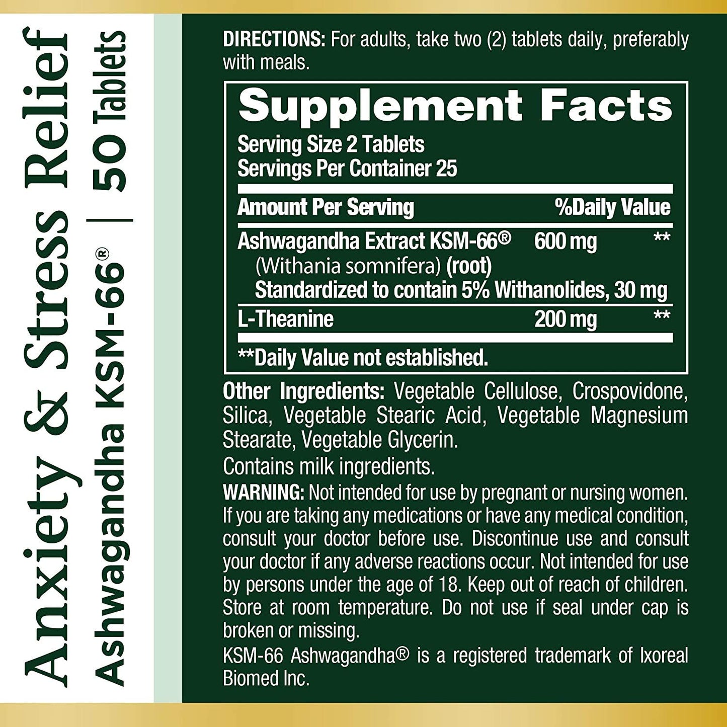 Nature's Bounty Stress Relief Ashwagandha KSM 66 Tablets, Mood Support, 150 Tablets